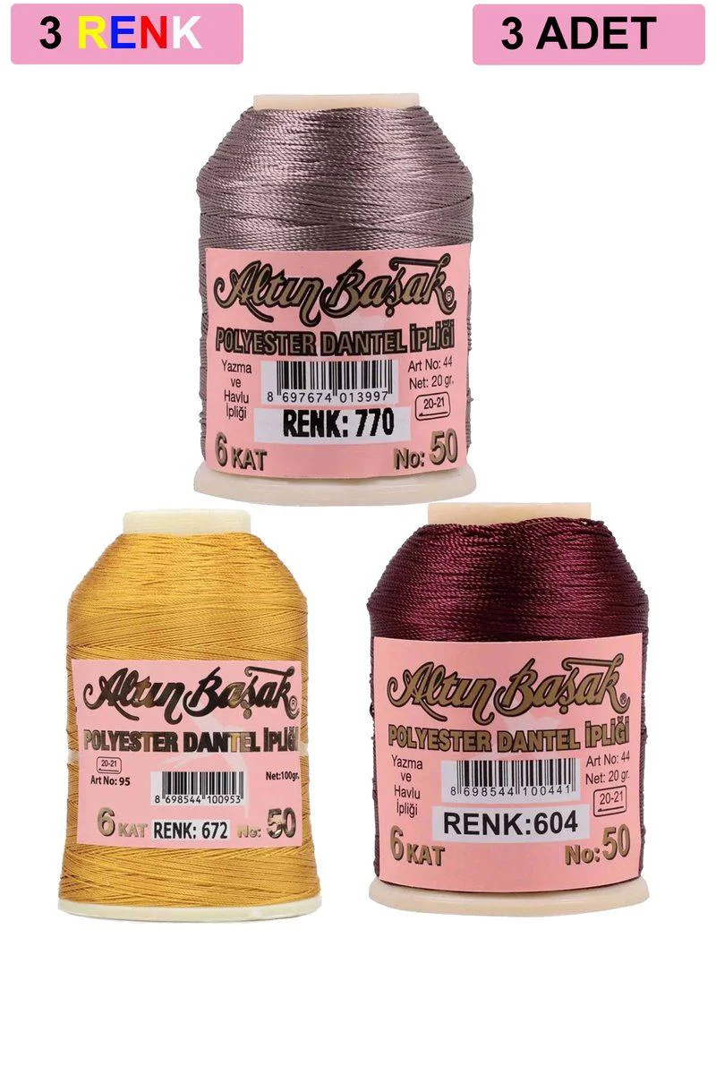Altınbaşak Oya ve Dantel İpi Seti – 3'lü Paket (20 Gr), No: 672 - 604 - 770 Fiyatı, Yorumları ve Özellikleri