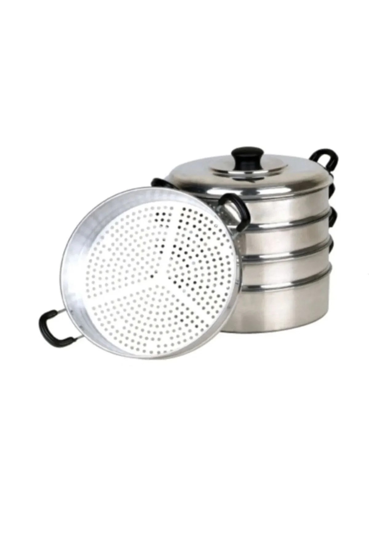 Alüminyum 5 katlı 30 cm gri mantı tenceresi 3,5 litre kapasite gıda temaslı - 30 cm Boyut/Ebat