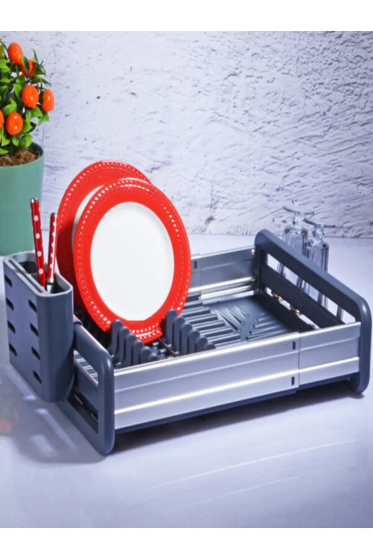 Elif Aksesuar Alüminyum Ayarlanabilir Bulaşık Selesi (Sılver)