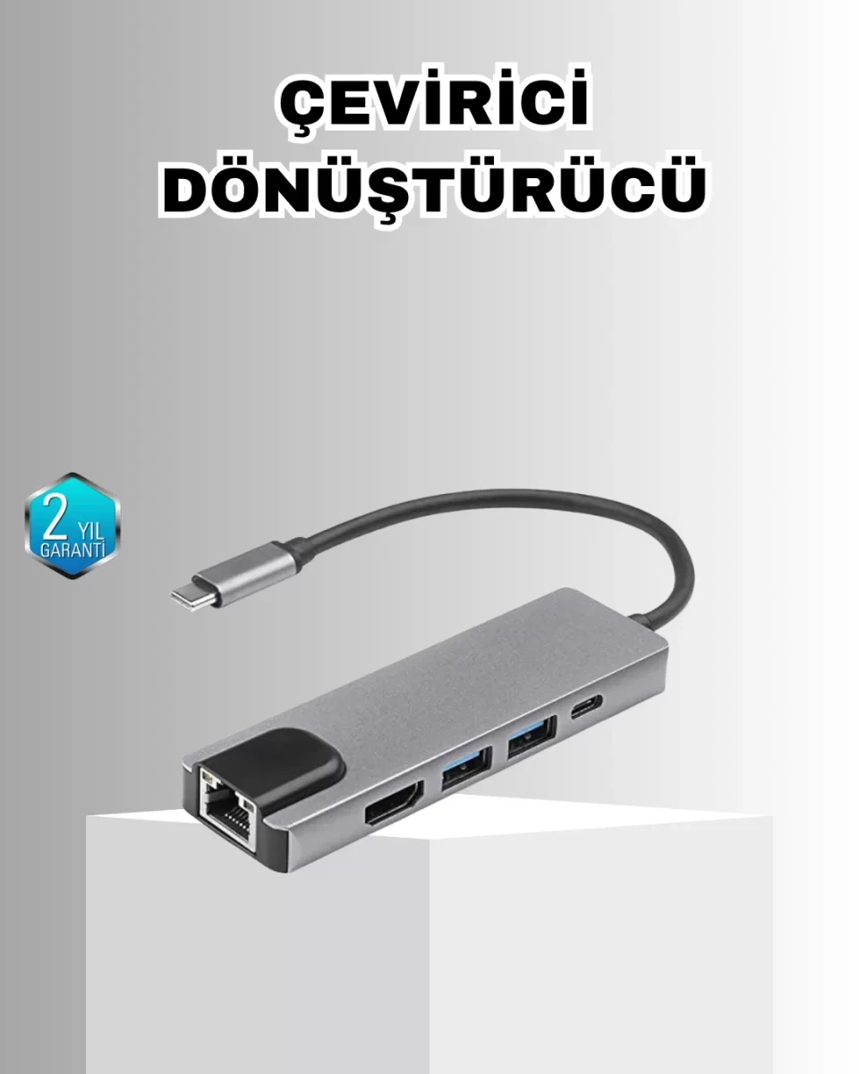 Alüminyum Kasalı MacBook USB-C Hub – 4K HDMI, USB 3.0, SD/TF Kart