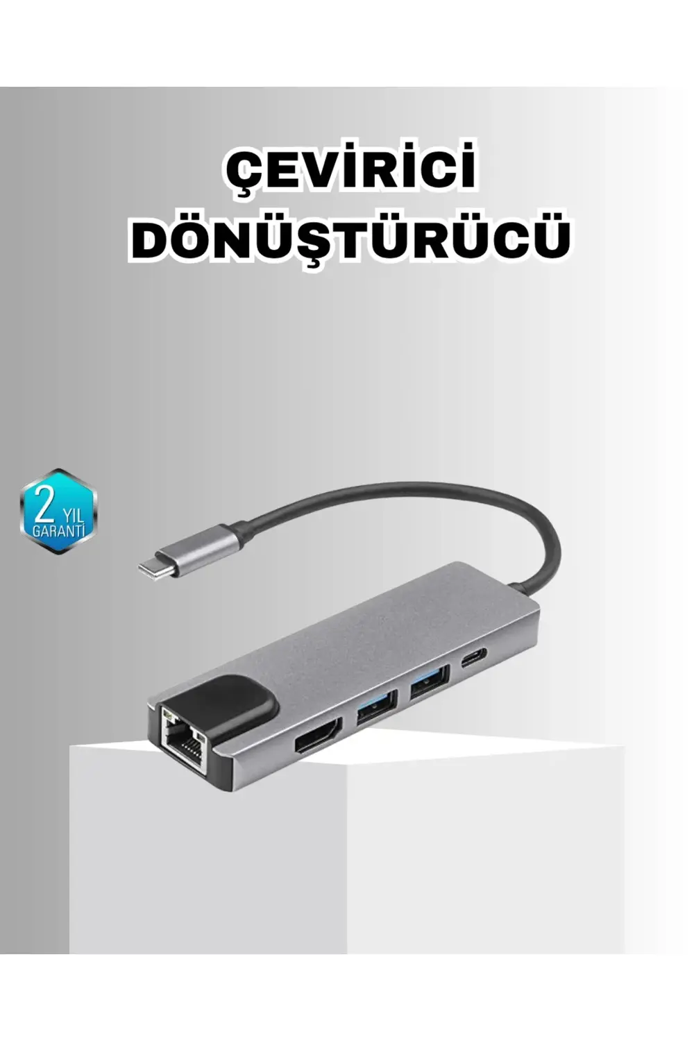 Alüminyum Kasalı MacBook USB-C Hub – 4K HDMI, USB 3.0, SD/TF Kart