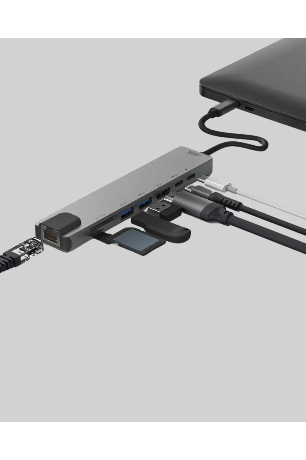 Alüminyum Kasalı MacBook USB-C Hub – 4K HDMI, USB 3.0, SD/TF Kart