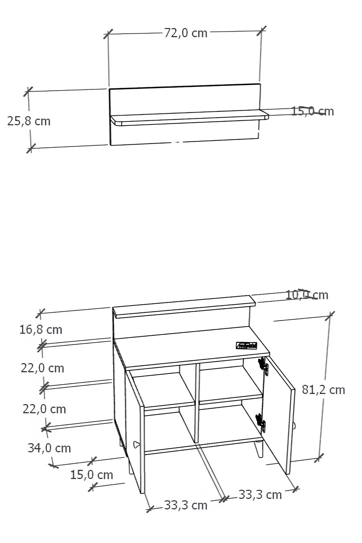 Alvo Vestiyer Takımı 2 Kapaklı Askılıklı Ayakkabılık Dolabı Beyaz