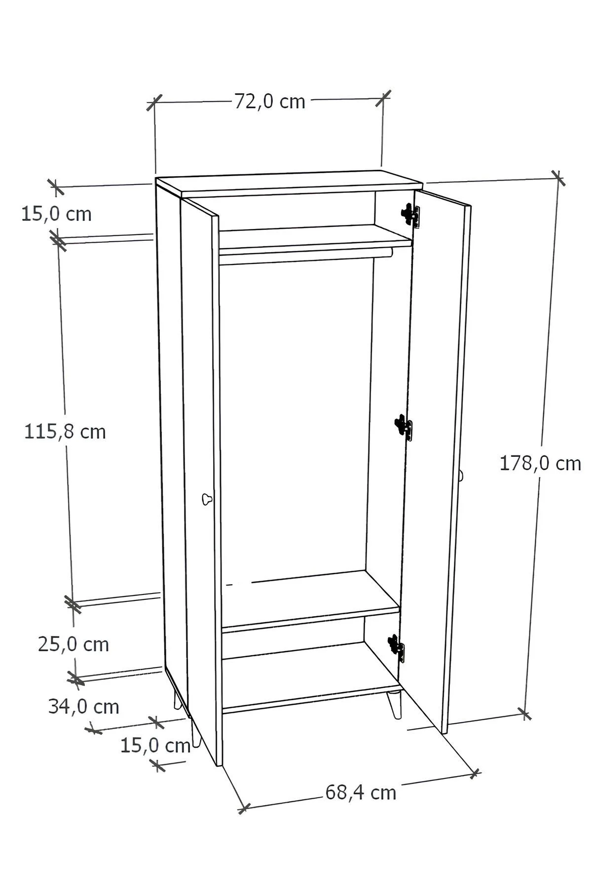 Alvo Vestiyer Takımı 2 Kapaklı Askılıklı Ayakkabılık Dolabı Beyaz