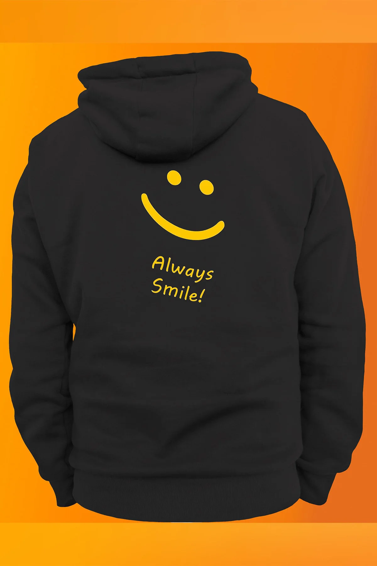 Alway Smile Baskılı Fermuarsız Kapüşonlu Sweatshirt