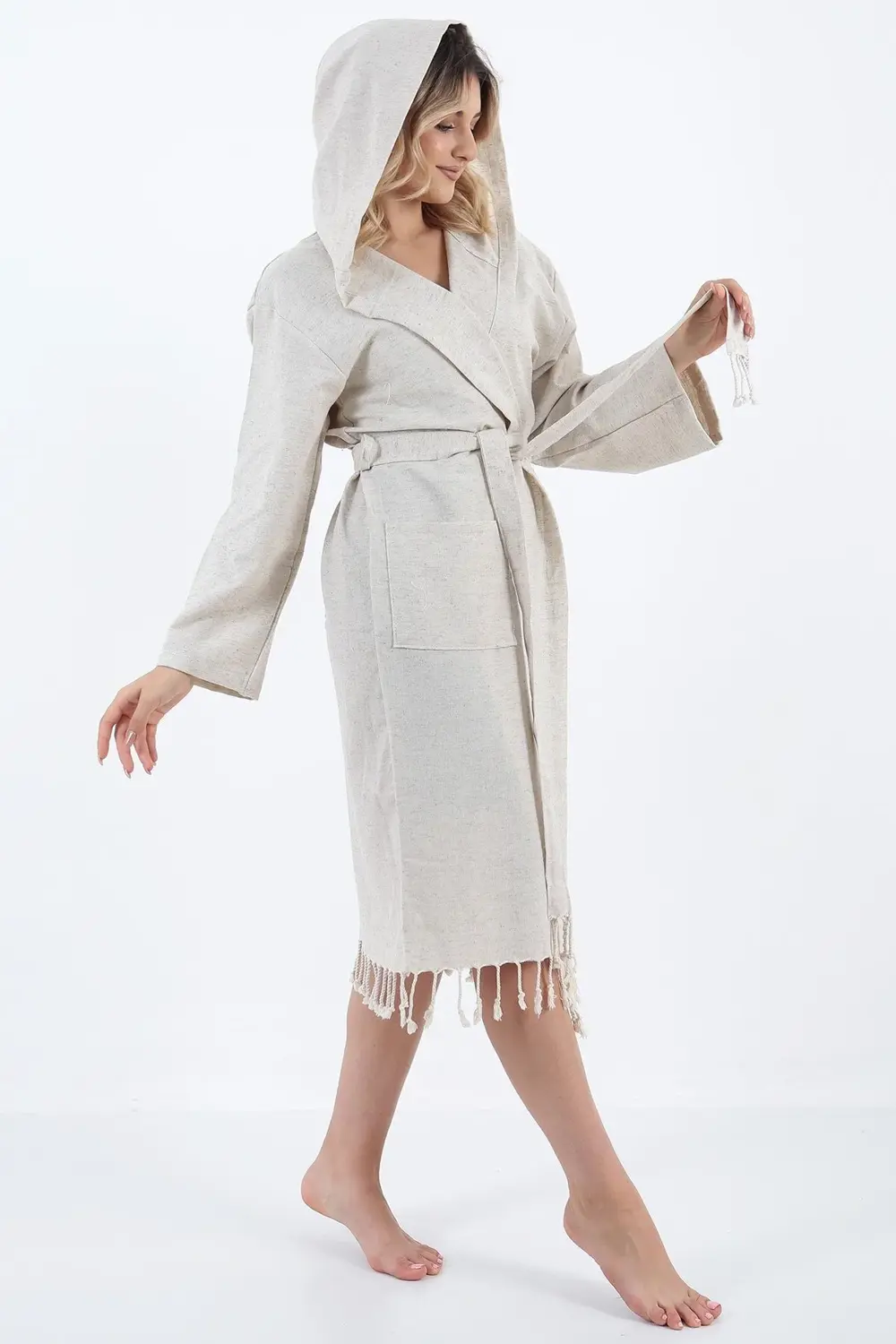 Alya Keten Peştemal Bornoz