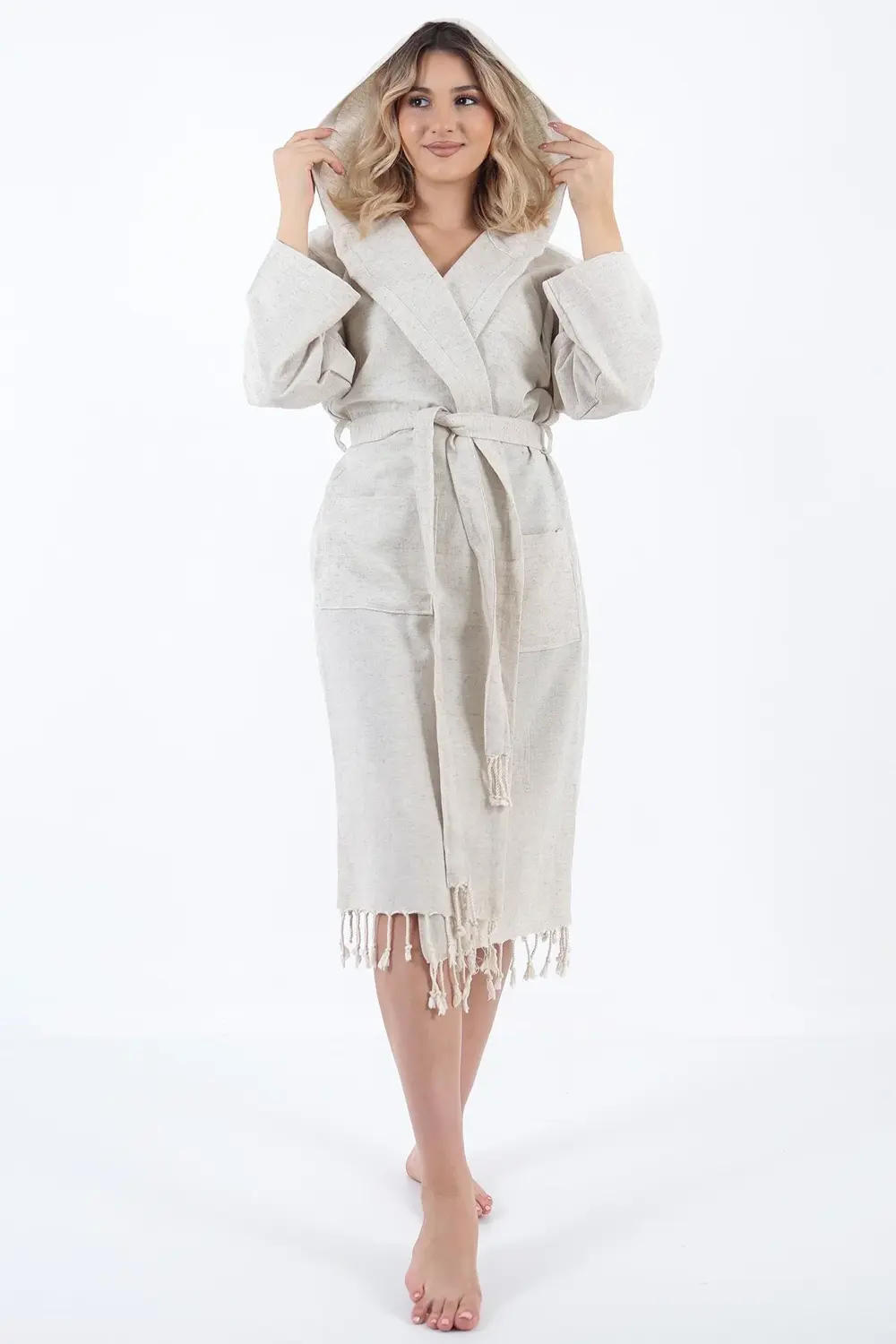 Alya Keten Peştemal Bornoz