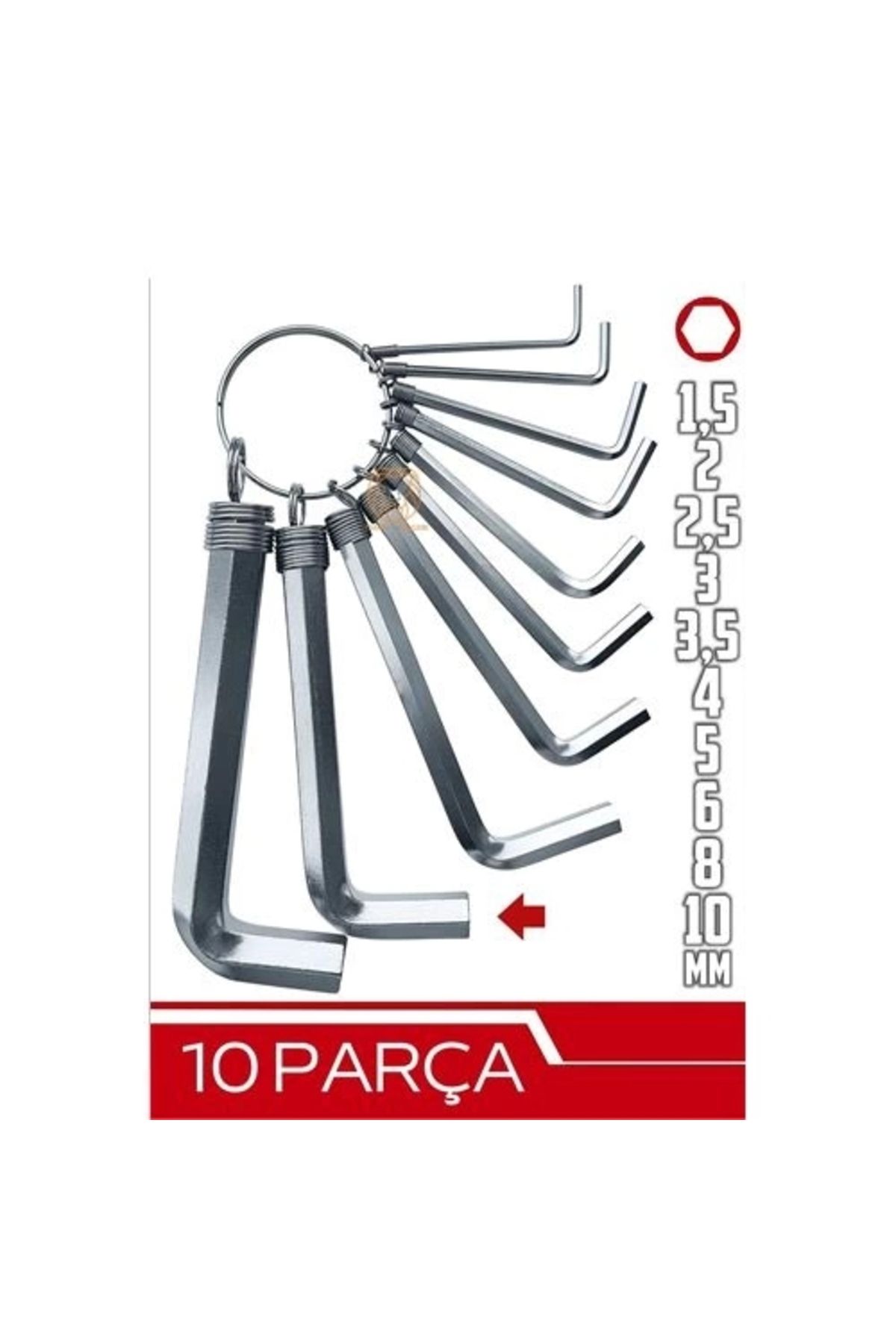 Alyan Seti Alyan Anahtarı Altıgen Combination 10 Parça