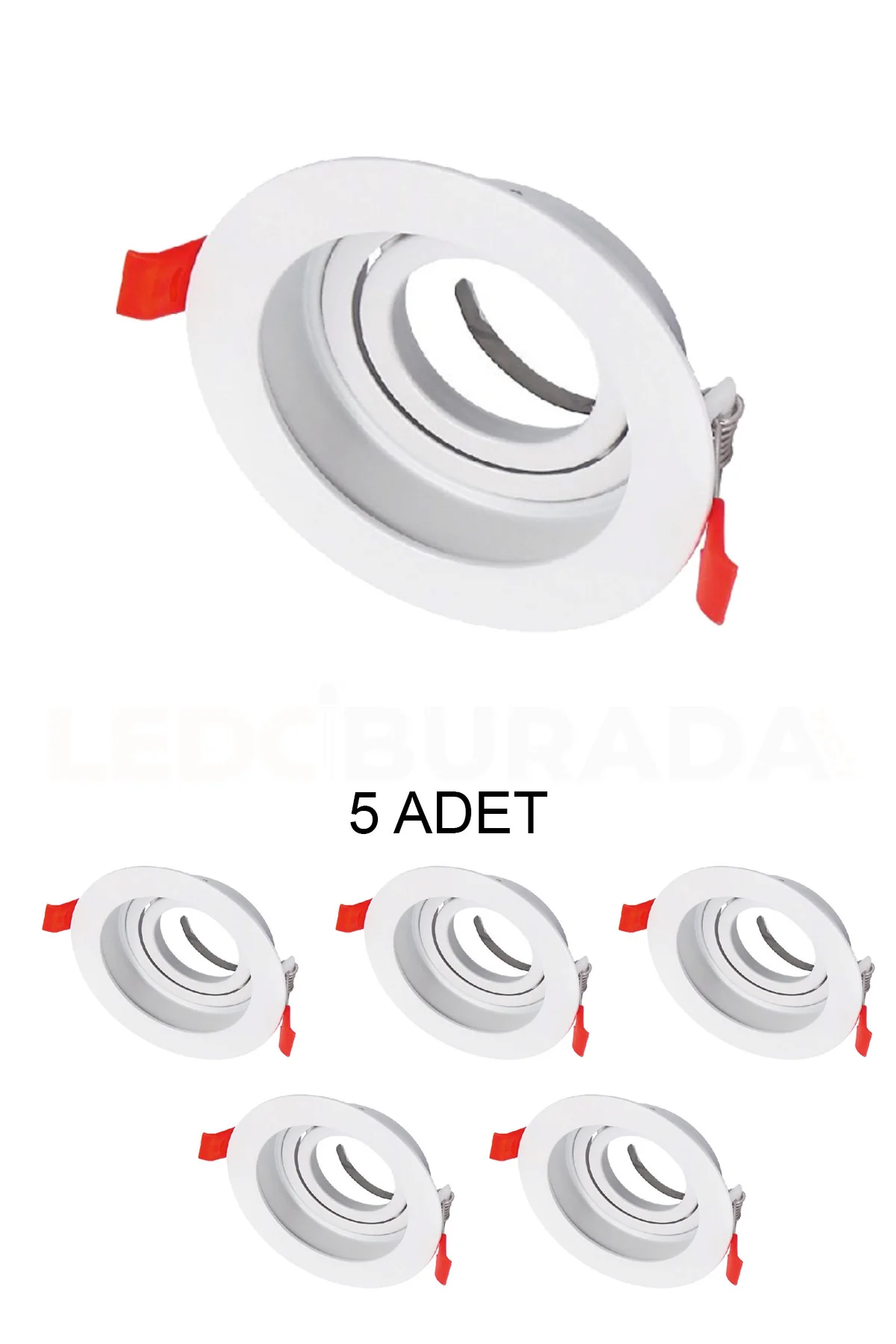 Amazon Pars Yuvarlak Boş Spot Kasası Beyaz Renk GU10 - 5’li Paket Amazon Pars Yuvarlak Boş Spot Kasası Beyaz Renk GU10 - 5’li Paket