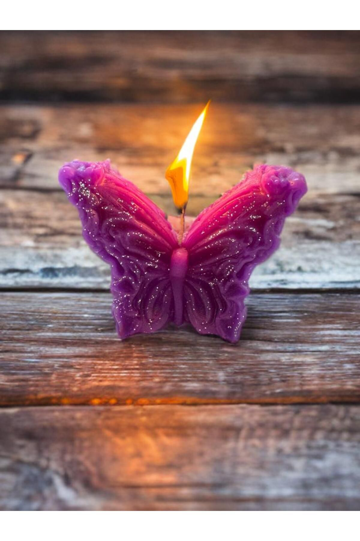 Aresmumatölyesi  Amber Kokulu Dekoratif Hediyelik Şık Mor Kelebek Mum