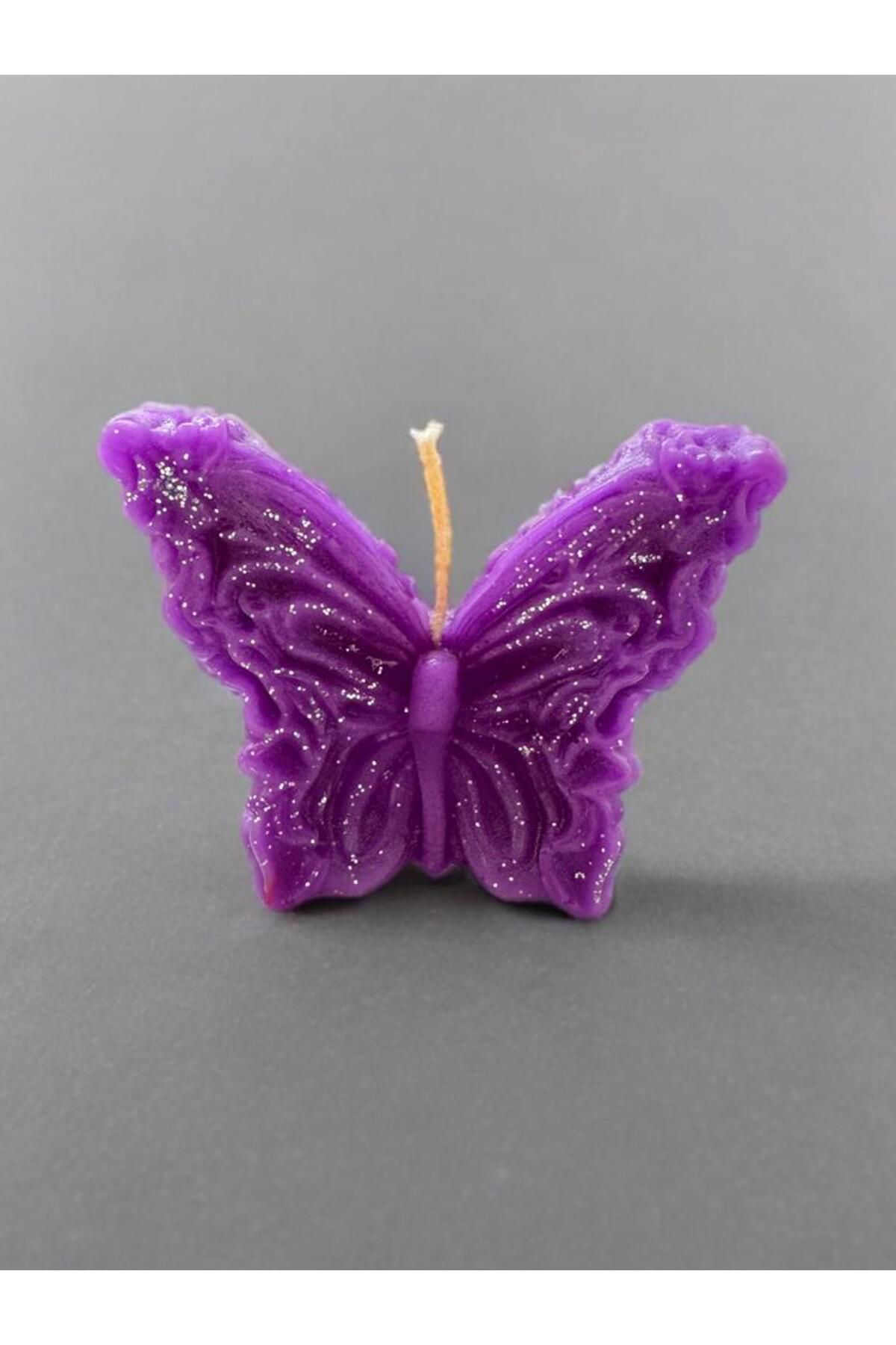 Aresmumatölyesi  Amber Kokulu Dekoratif Hediyelik Şık Mor Kelebek Mum