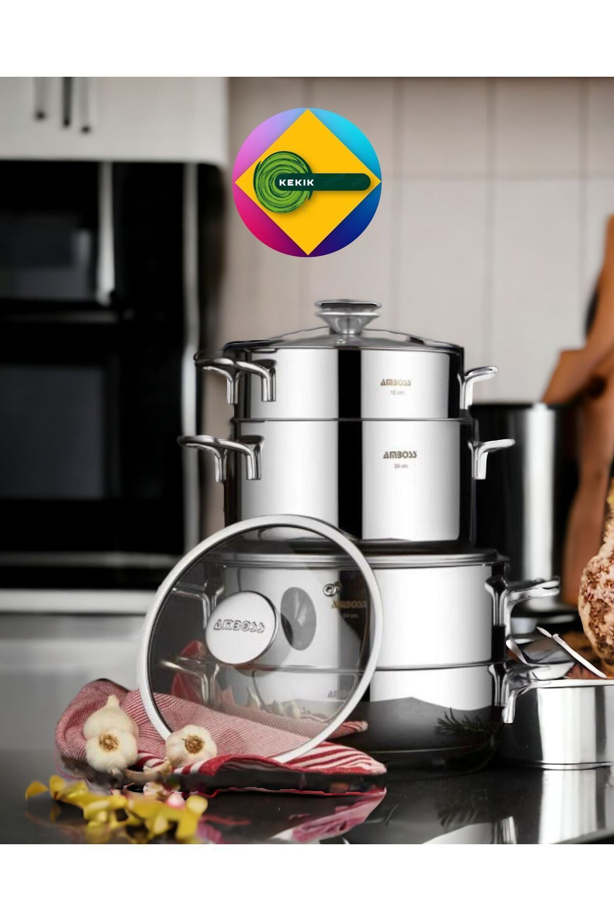 Amboss Cool8 Parça İndüksiyon Tabanlı Paslanmaz Çelik Tencere Set