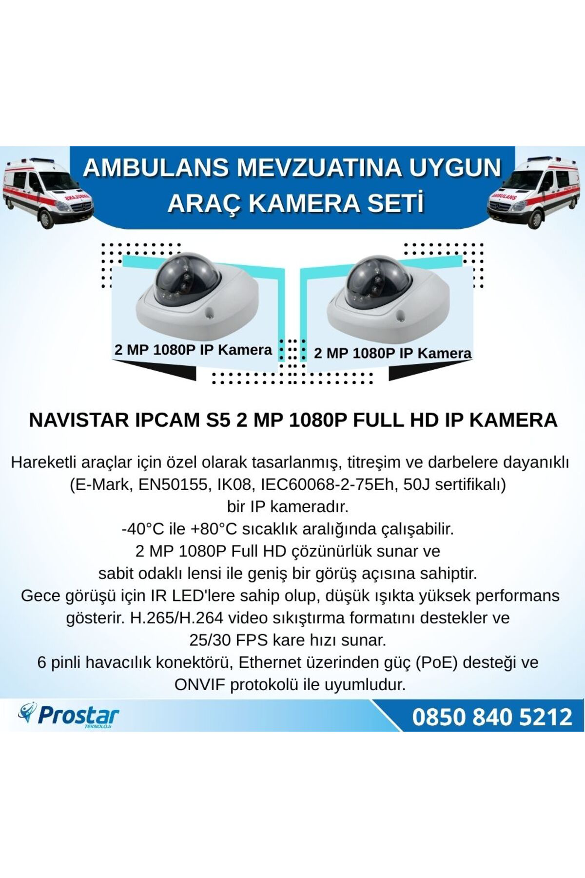 Navistar Ambulans Mevzuatına Uygun 2 Kameralı 8 Kanal Mobil Nvr 1 Tb 7 İnç