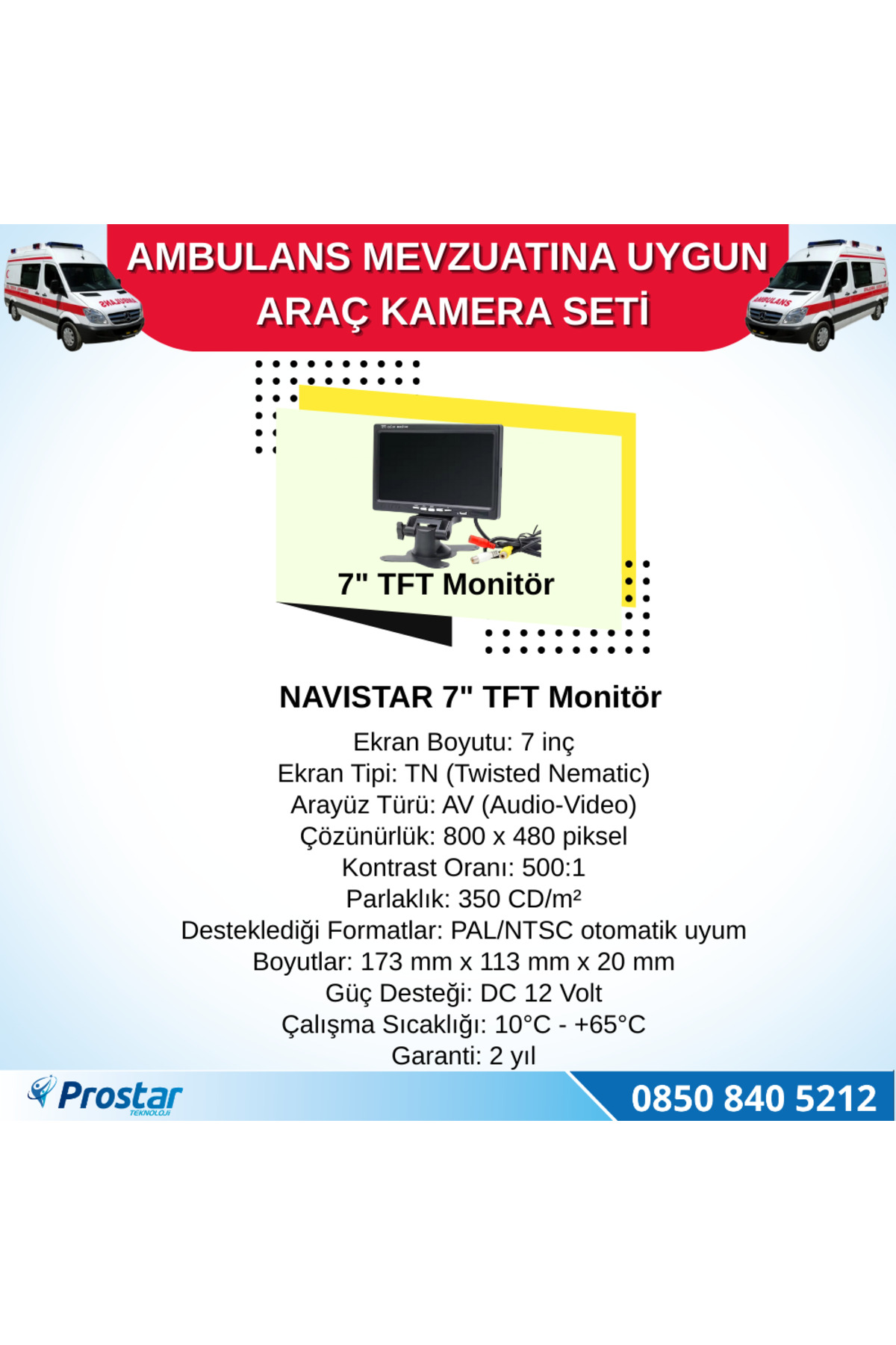 Navistar Ambulans Mevzuatına Uygun 2 Kameralı 8 Kanal Mobil Nvr 500 Gb 7 İ