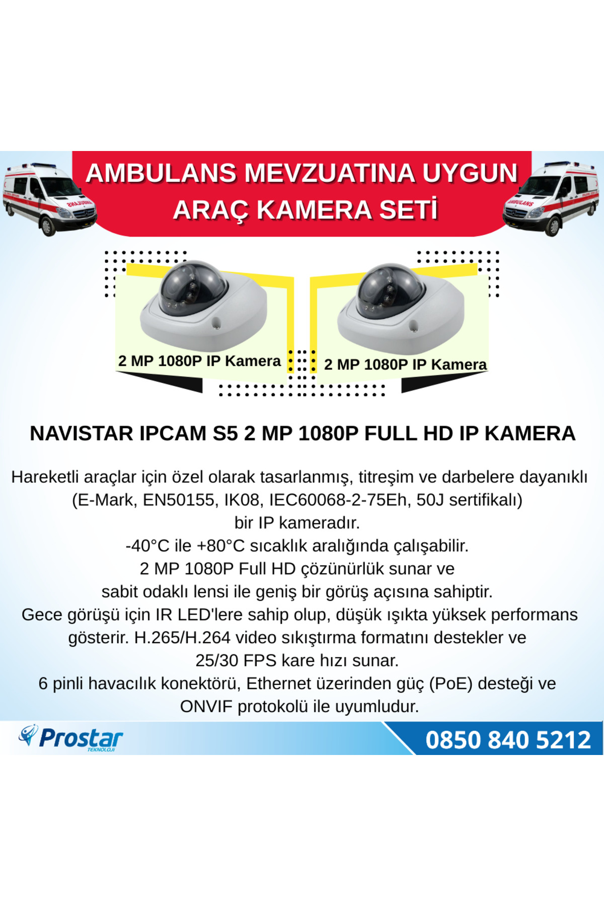 Navistar Ambulans Mevzuatına Uygun 2 Kameralı 8 Kanal Mobil Nvr 500 Gb 7 İ