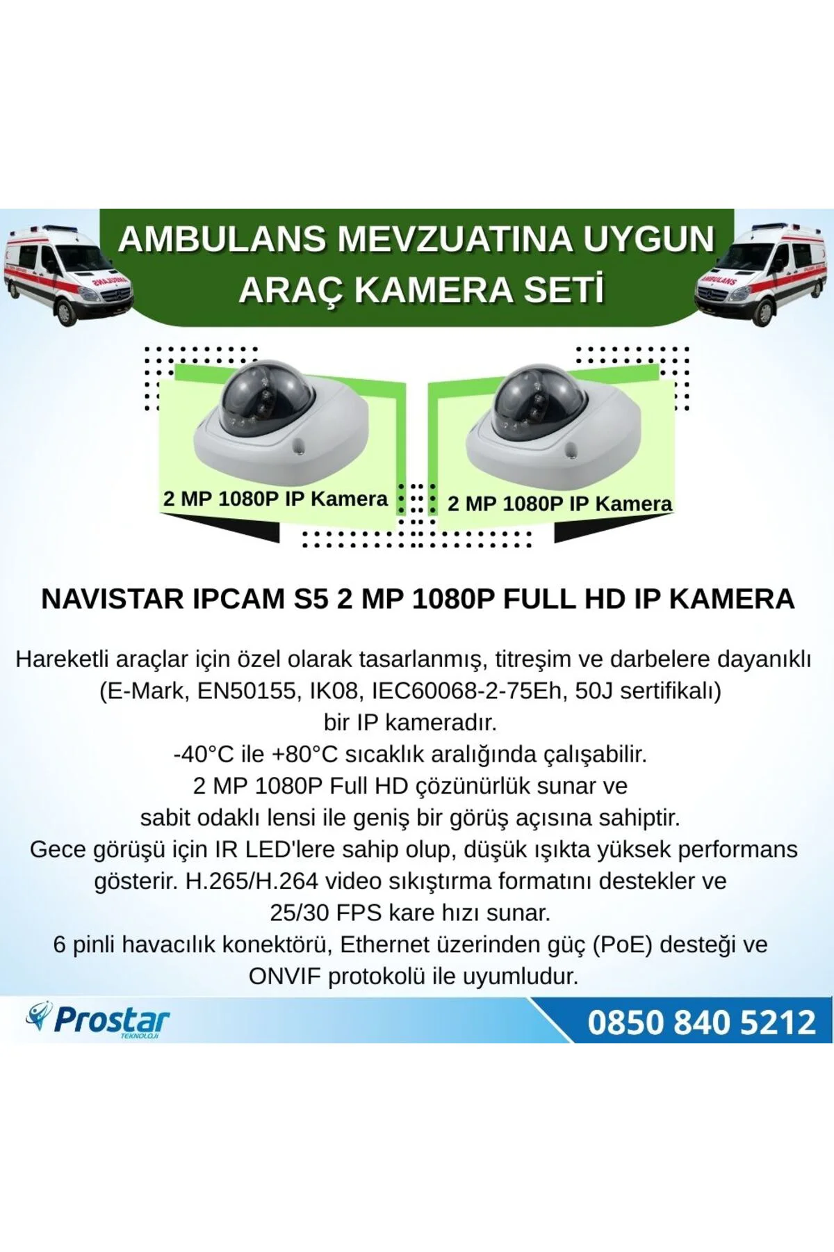 Ambulans Yönetmeliğine Uygun 2 Kameralı 8 Kanal Mobil NVR 500 GB 