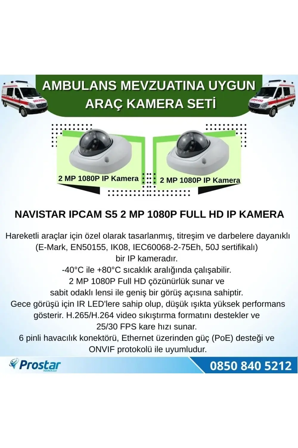Ambulans Yönetmeliğine Uygun 2 Kameralı 8 Kanal Mobil NVR 500 GB