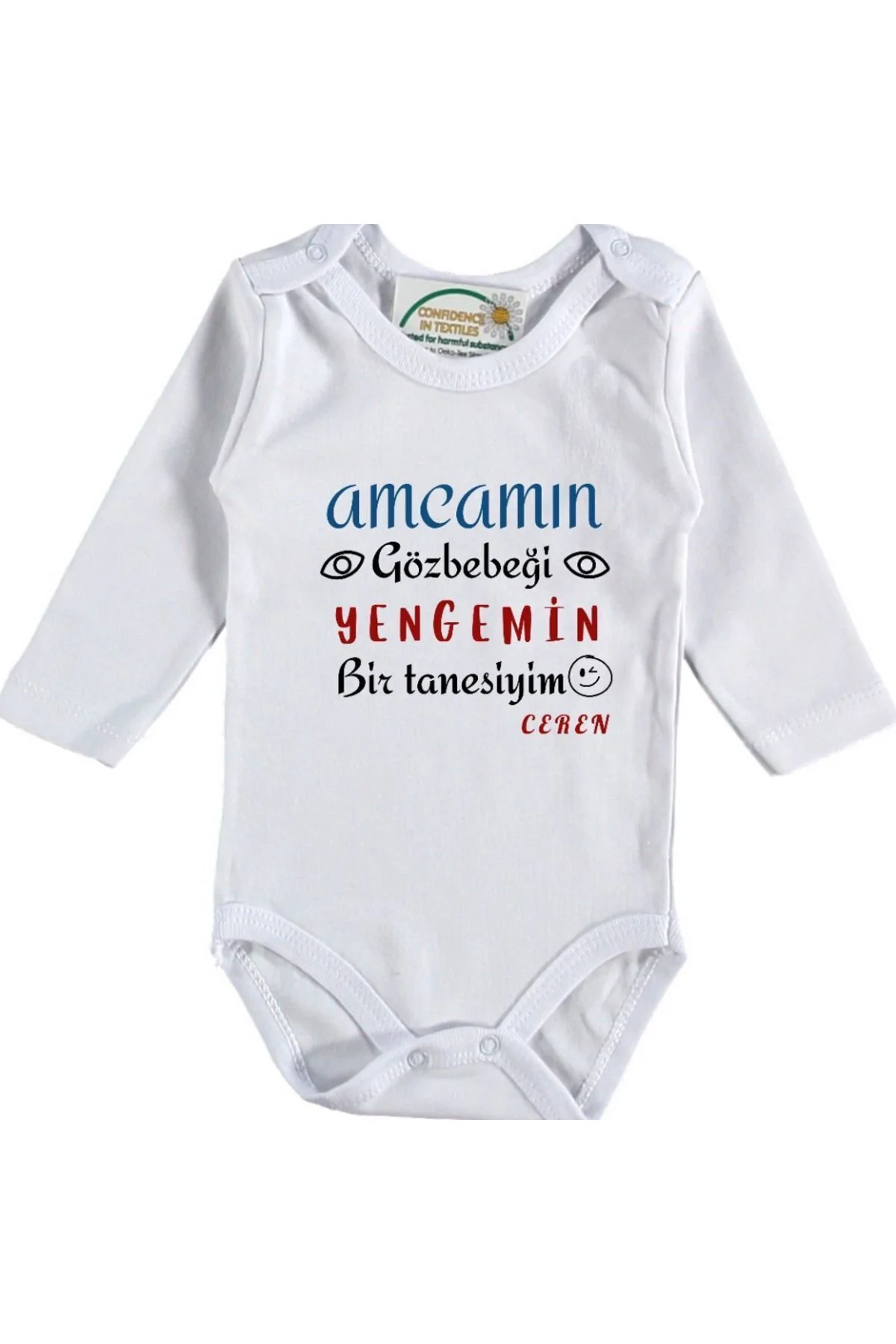 Amcamın Göz bebeyim Yengemin Bir tanesiyim Yazılı Kişiye özel Bebek Zıbın Amcamın Göz bebeyim Yengemin Bir tanesiyim Yazılı Kişiye özel Bebek Zıbın