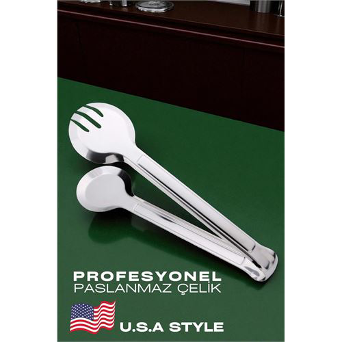 Amerikan Tip Mutfak Maşası 304 Paslanmaz Çelik Makarna Pasta Sala