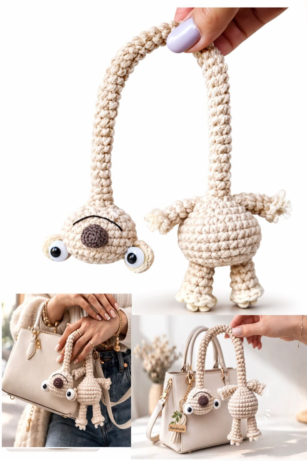 AMİGURUMİ BUZ DEVRİ SİD ÇANTA SÜSÜ, ÇANTA CHARMI, DİREKSİYON SÜSÜ