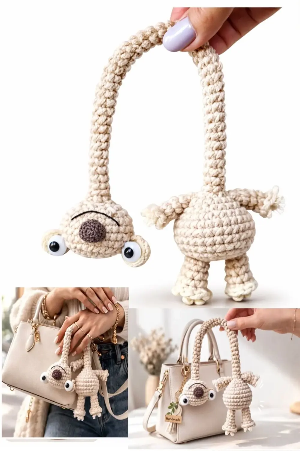 AMİGURUMİ BUZ DEVRİ SİD ÇANTA SÜSÜ, ÇANTA CHARMI, DİREKSİYON SÜSÜ