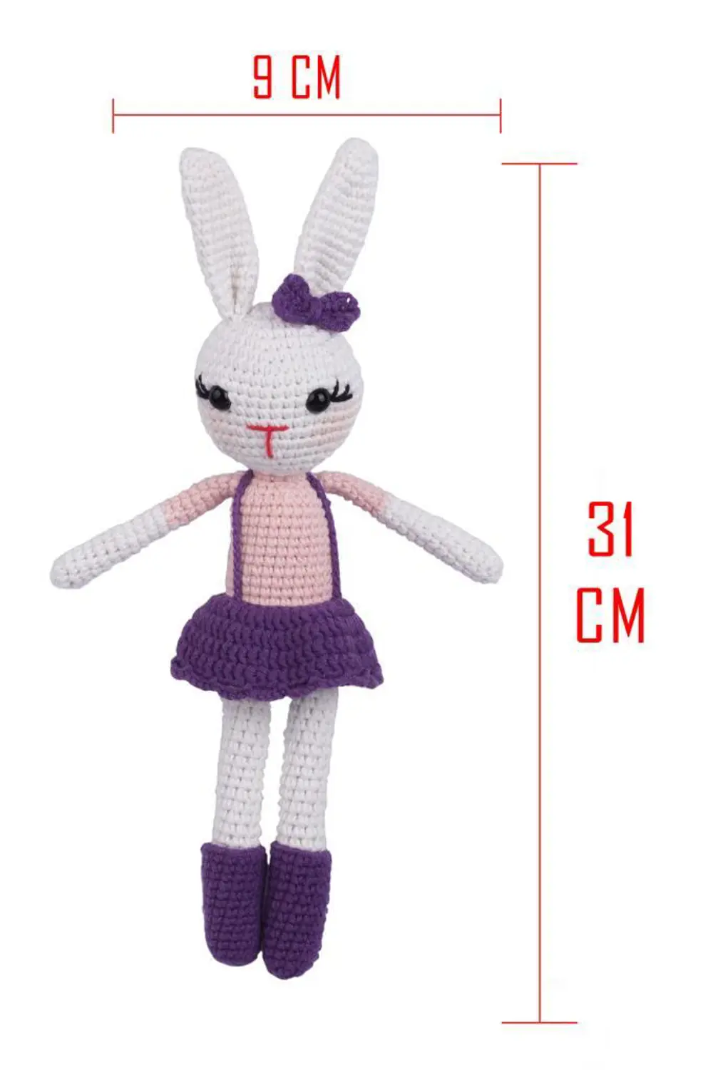 Amigurumi Organik Oyuncak-Uyku Arkadaşı Tavşan-Örme Mor Tavşan