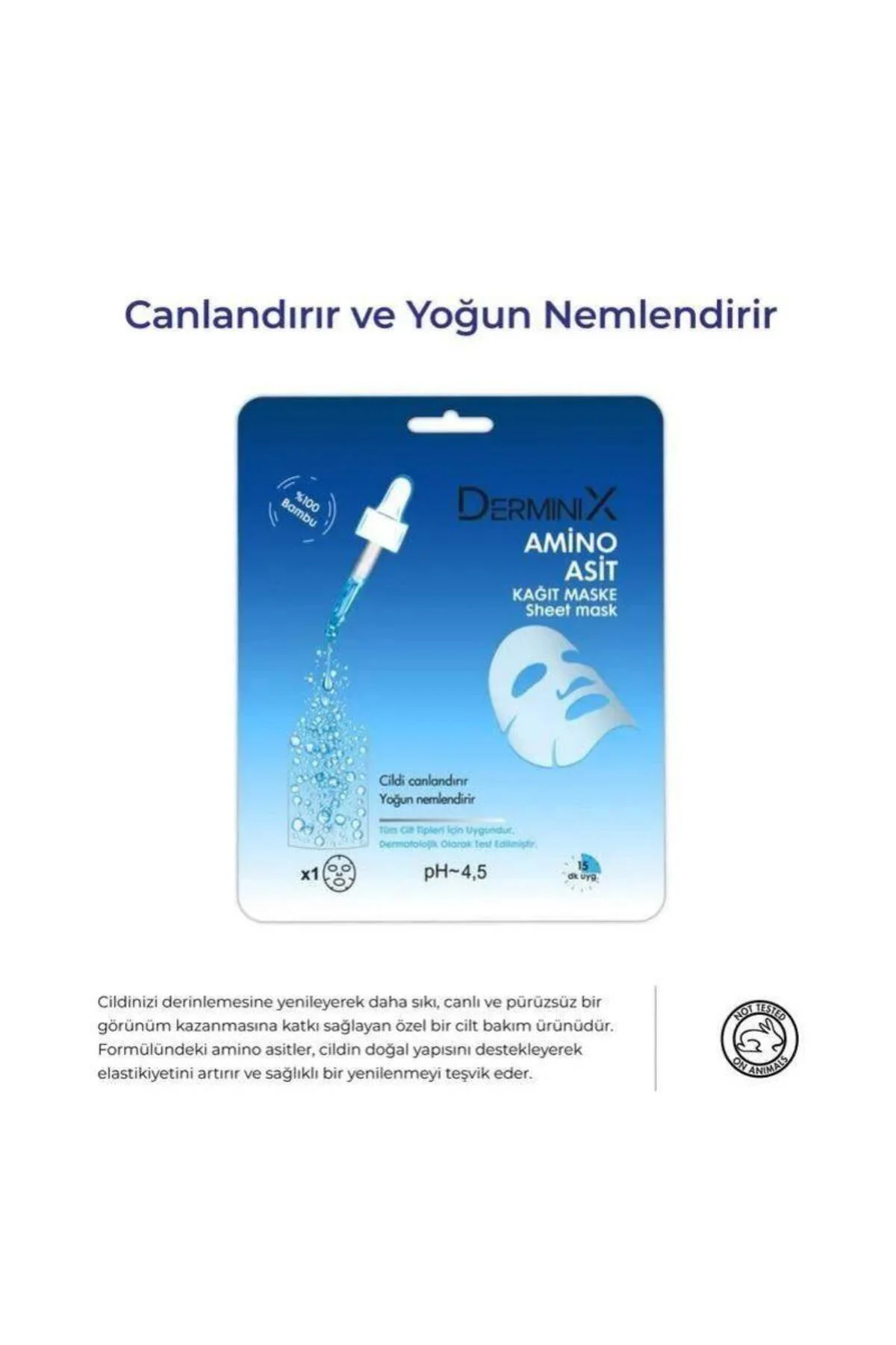 Amino Asit Kağıt Maske 25g - 1 Adet – Nemlendirici ve Cilt Yenileyici Bakım
