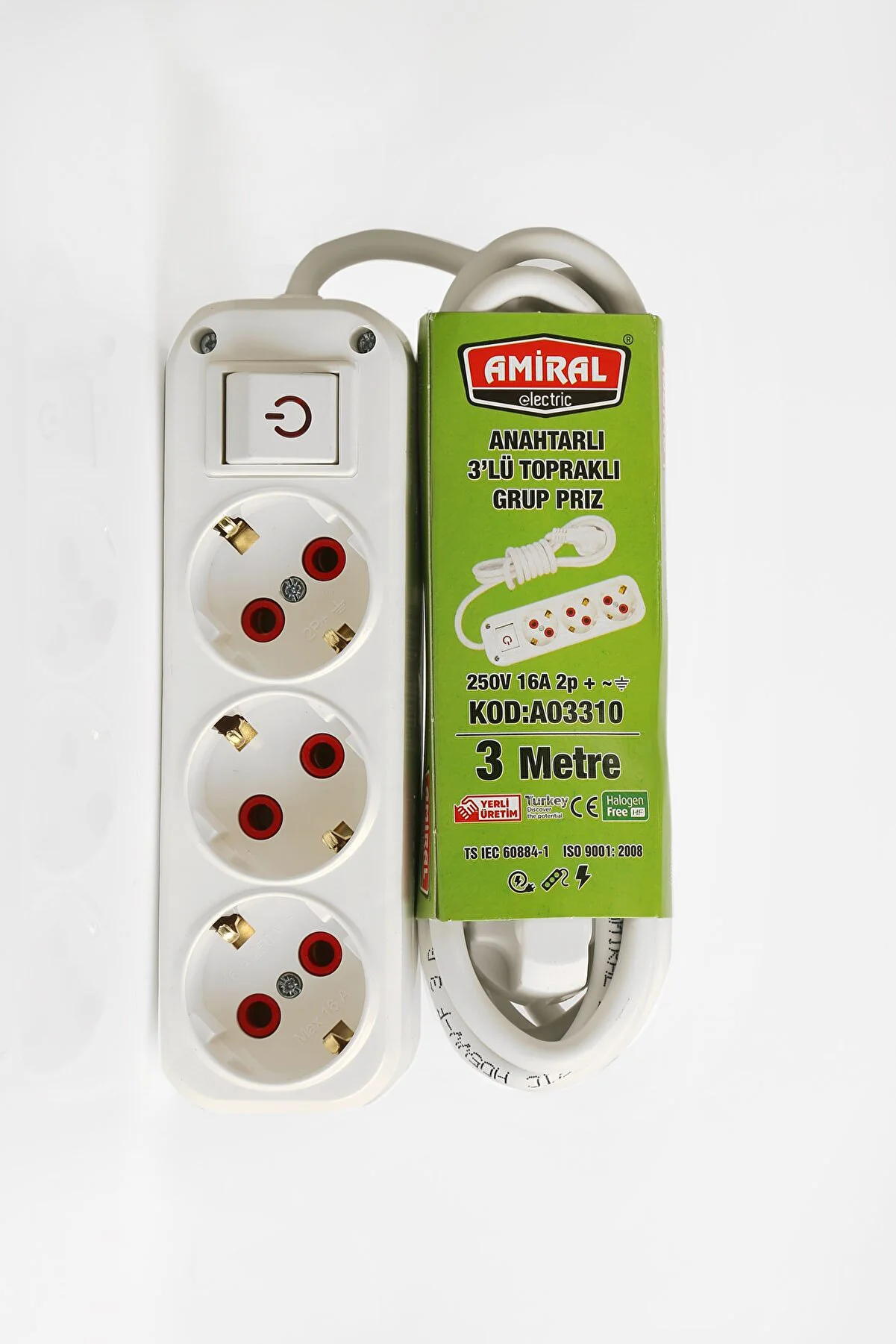 Amiral 3' lü Topraklı Anahtarlı 3 Metre Kablolu Grup Priz Fiyatı, Yorumları ve Özellikleri