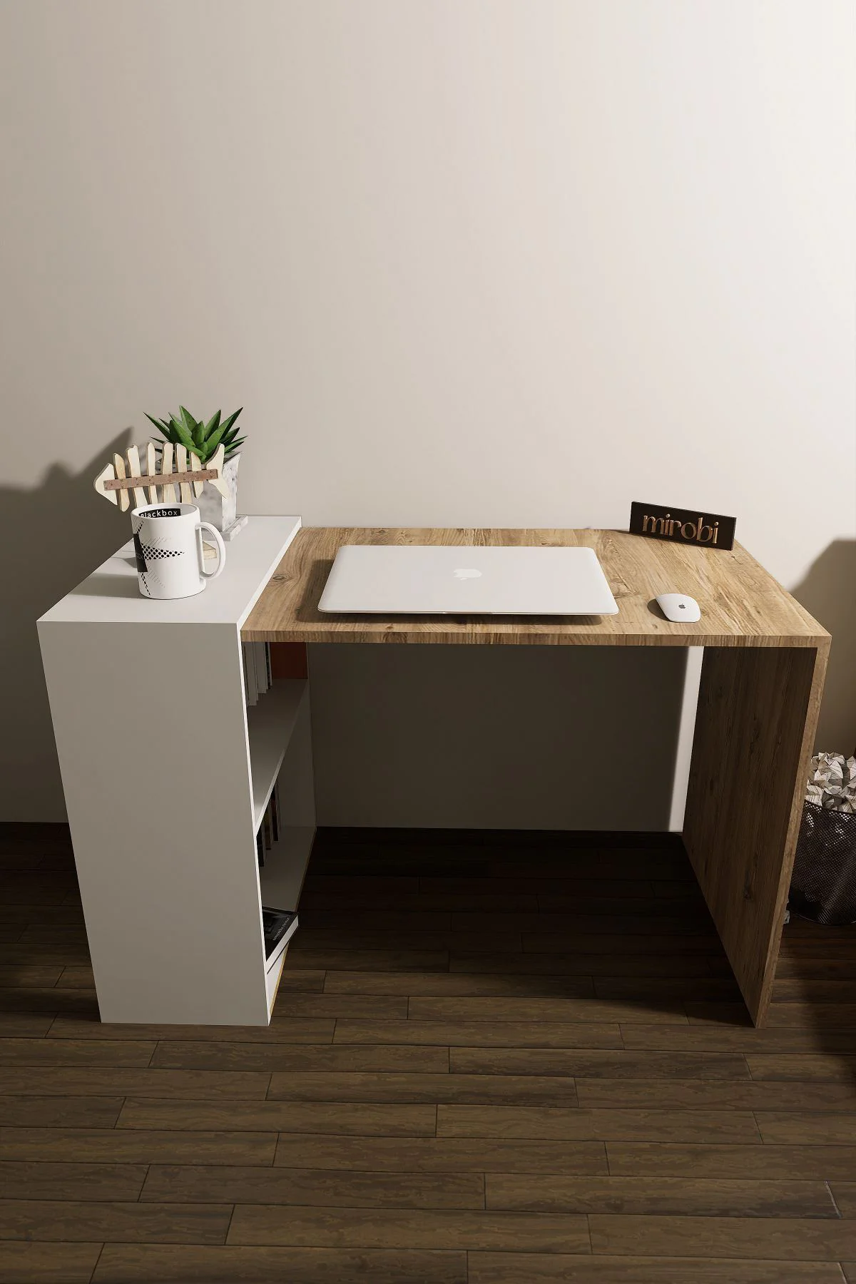 Amisos Çalışma Masası Kitaplıklı Ofis Masası Atlantik