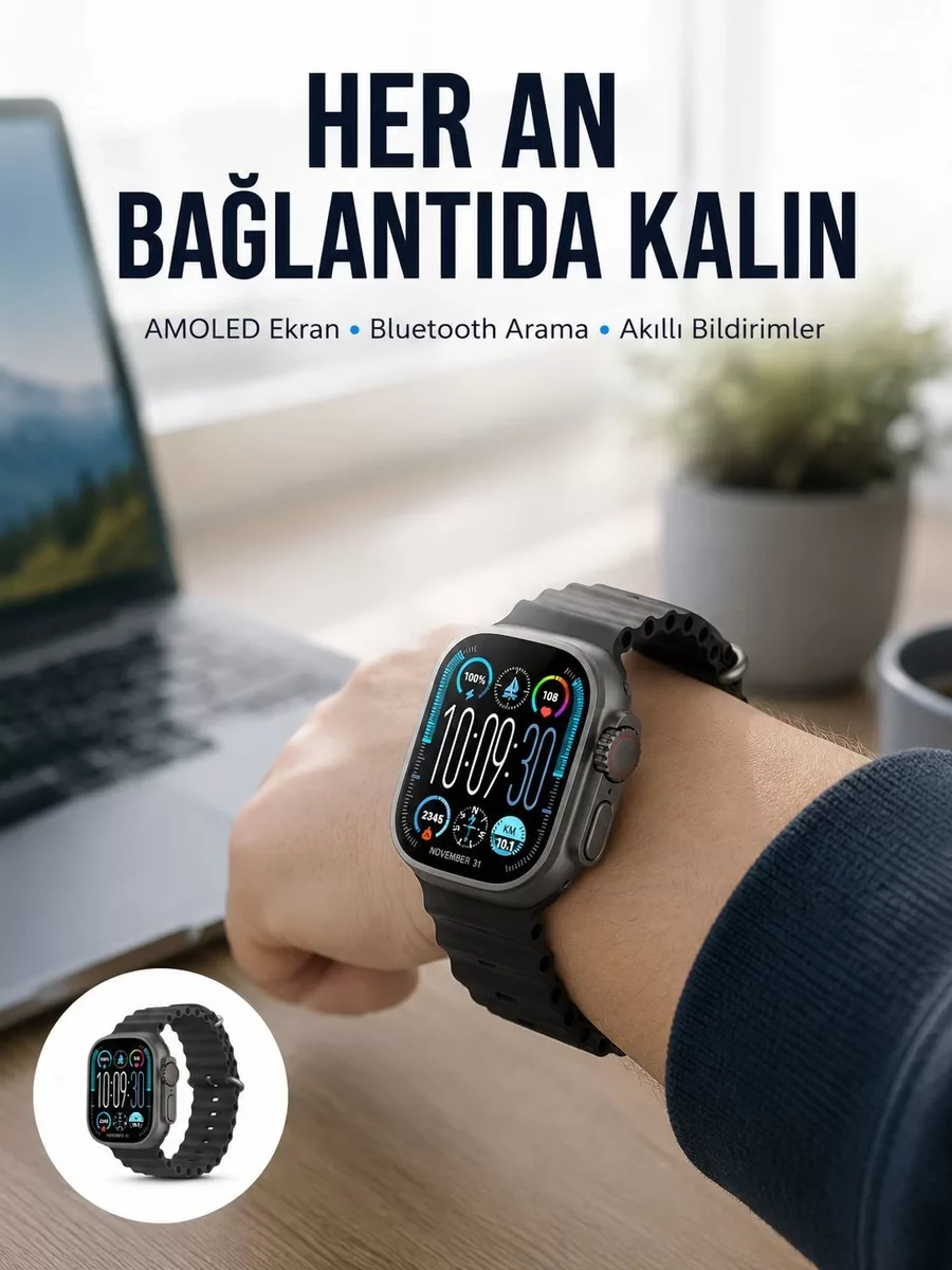 AMOLED Akıllı Saat 49mm Bluetooth Arama Spor ve Sağlık Takımı - Yeni Nesil Tasarım