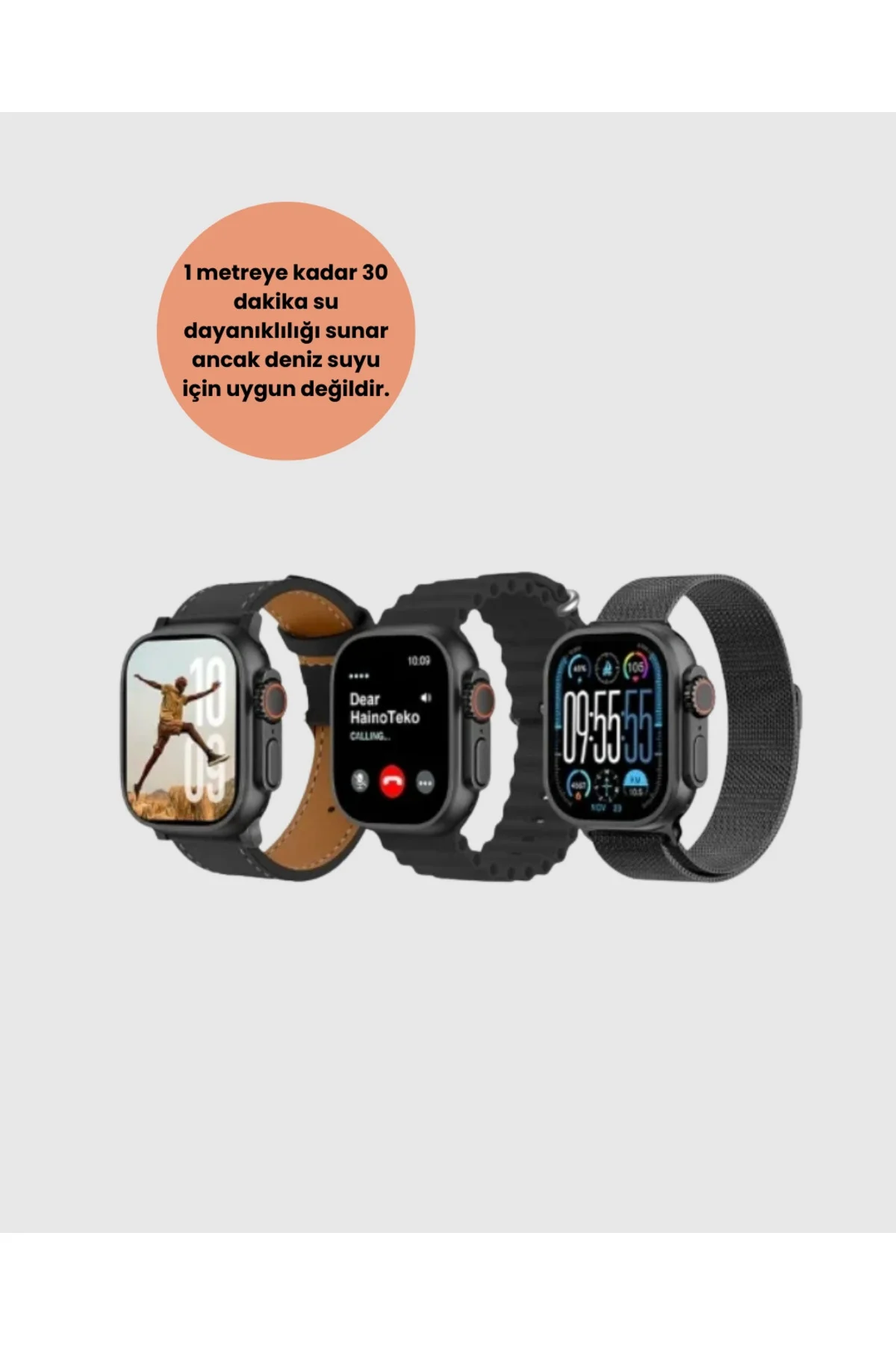 Amoled Akıllı Saat Bluetooth Arama Su Geçirmez Yeni Nesil - Görsel 3