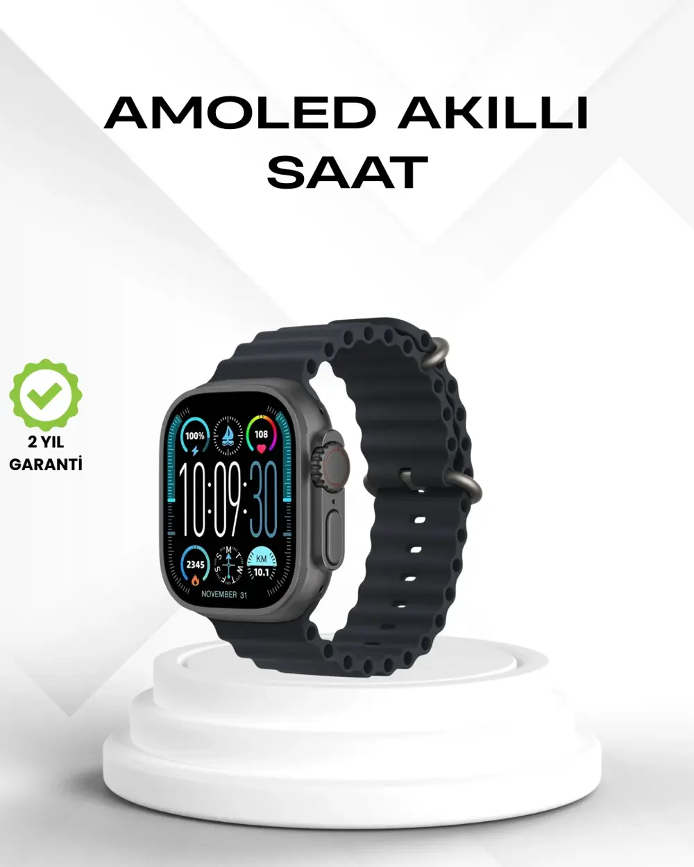 AMOLED Akıllı Saat Bluetooth Arama Su Geçirmez