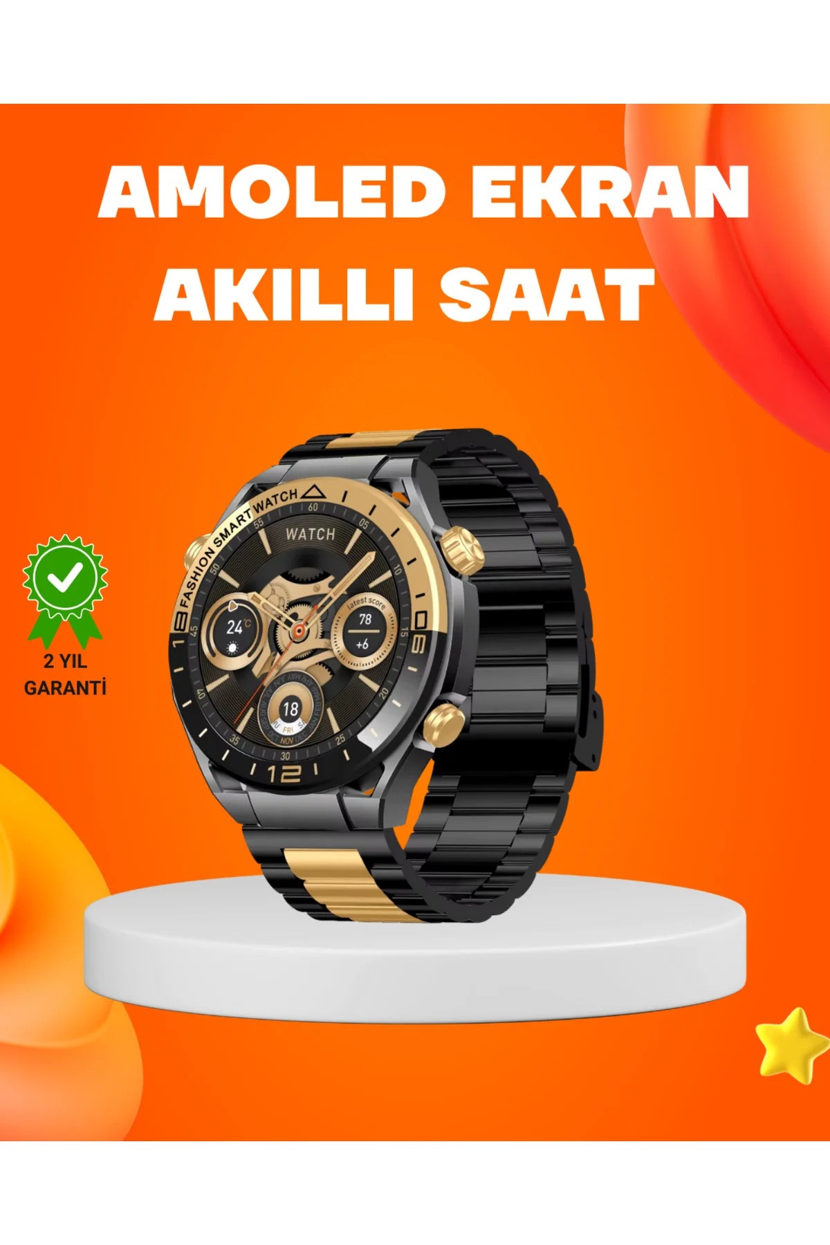 Amoled Akıllı Saat IP67 Su Geçirmez 3 Bileklikli Sağlık Takipli