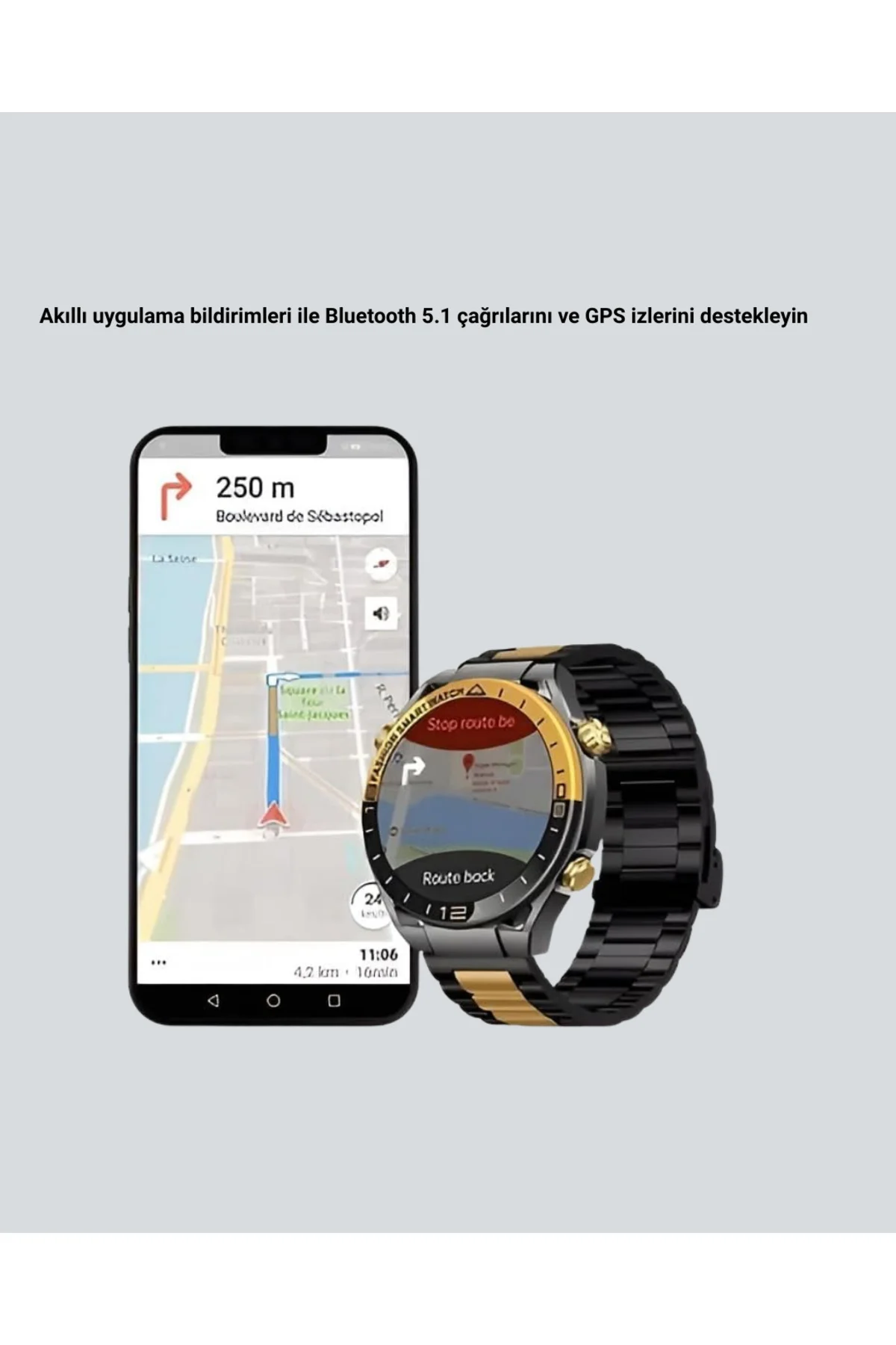 Amoled Akıllı Saat Manyetik Şarj GPS Destekli Spor ve Günlük Kull