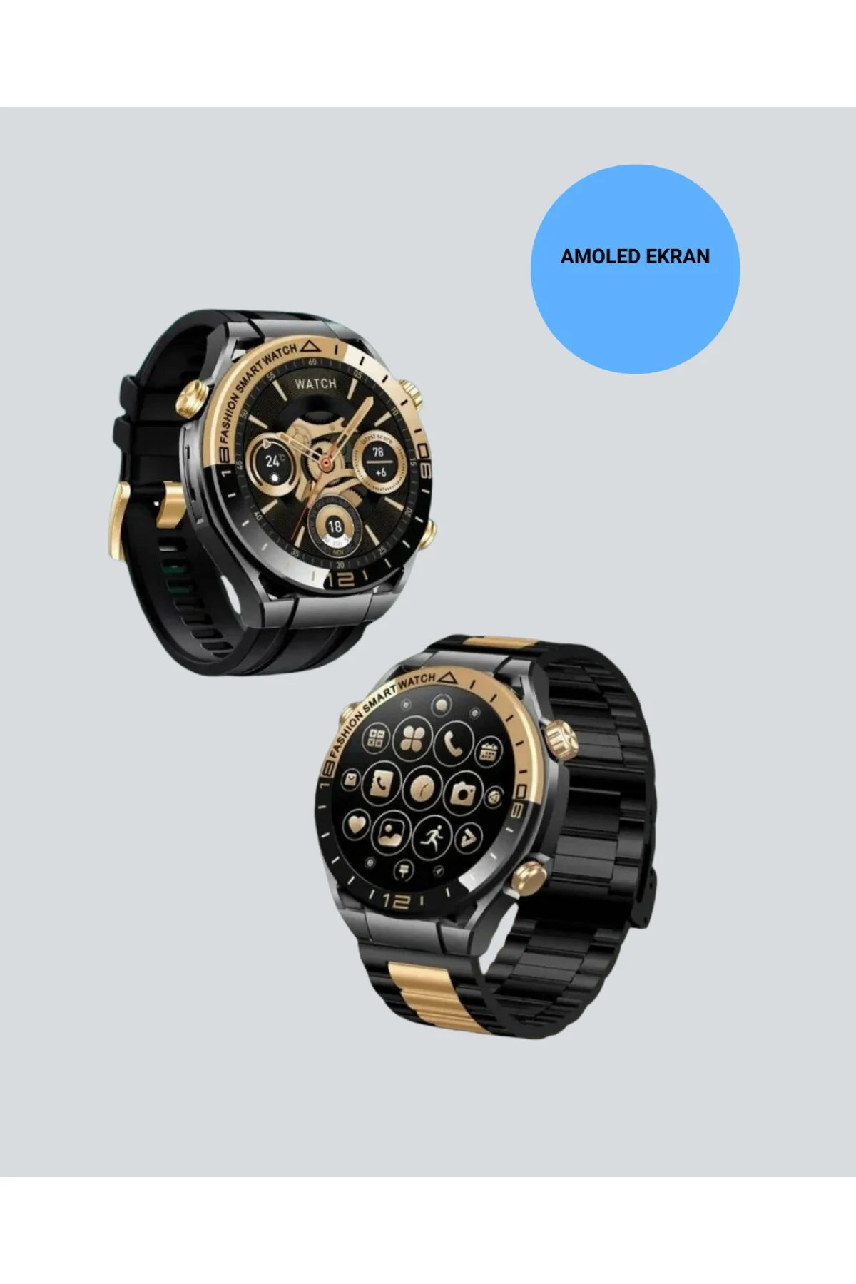 Amoled Akıllı Saat Manyetik Şarj GPS Destekli Spor ve Günlük Kull