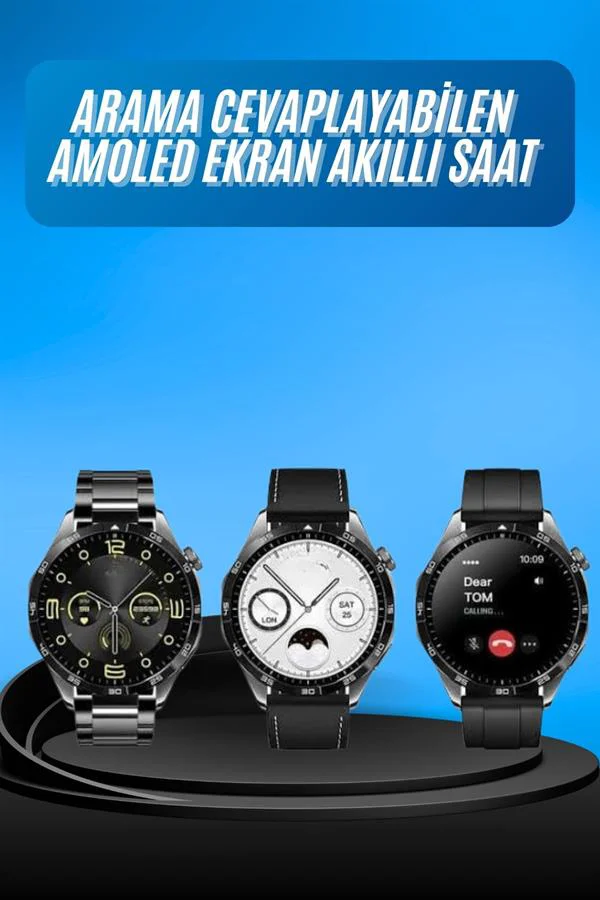 Amoled Ekran 3 Kordonlu Akıllı Saat 5.0 Bluetooth Bağlantılı Android ve İOS Uyumlu Amoled Ekran 3 Kordonlu Akıllı Saat 5.0 Bluetooth Bağlantılı Android ve İOS Uyumlu