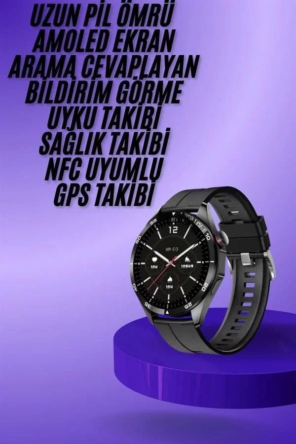 Amoled Ekran 3 Kordonlu Akıllı Saat 5.0 Bluetooth Bağlantılı Android ve İOS Uyumlu - Lisinya