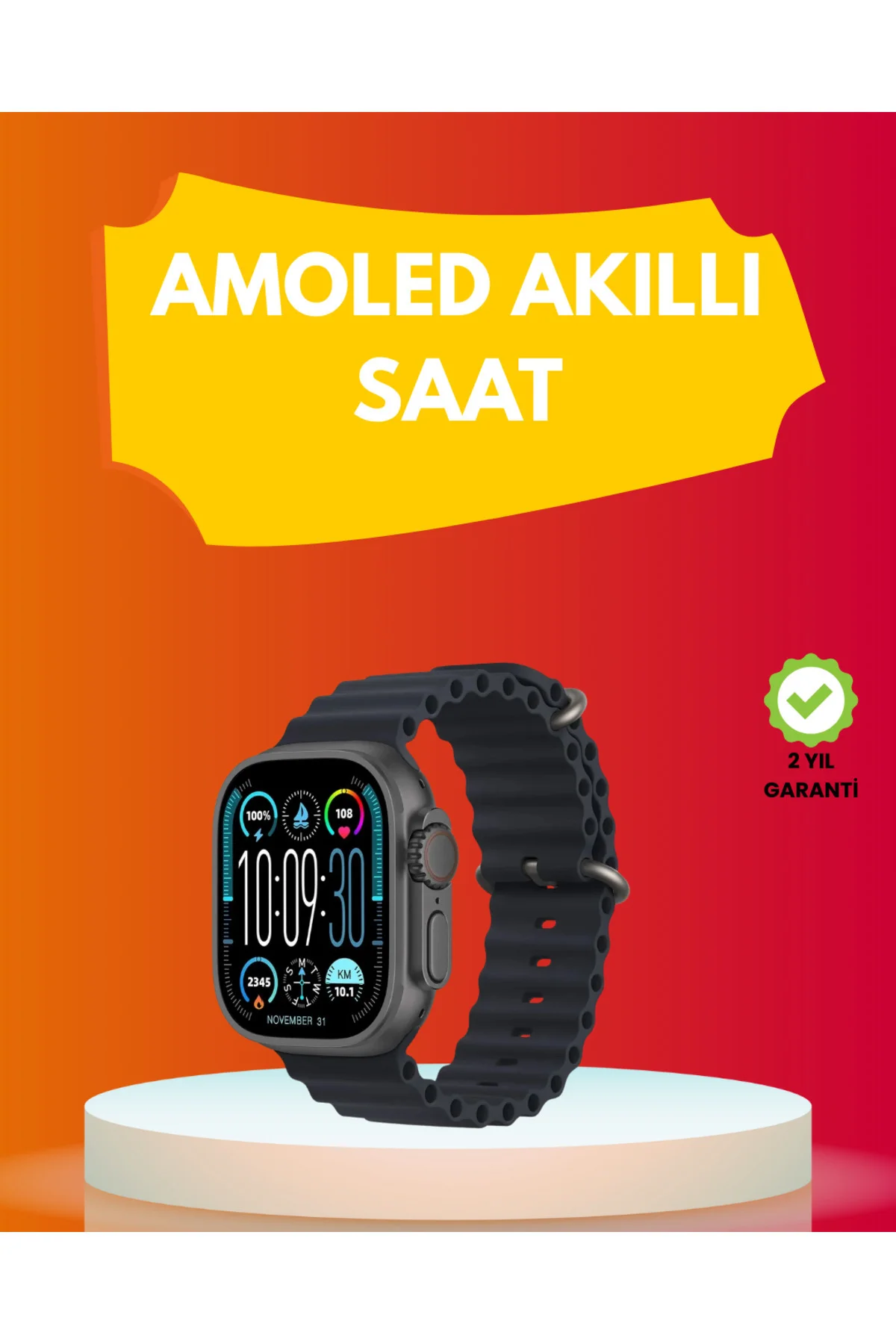 AMOLED Ekran 49mm Ultra Tasarım 3 Kordonlu Akıllı Saat