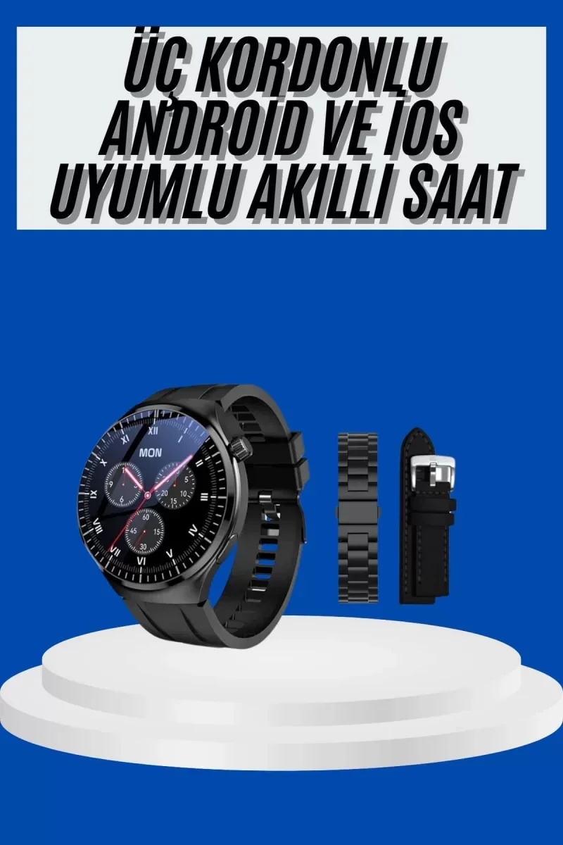 Amoled Ekran Akıllı Saat Üç Kordonlu İOS Android Uyumlu - Lisinya
