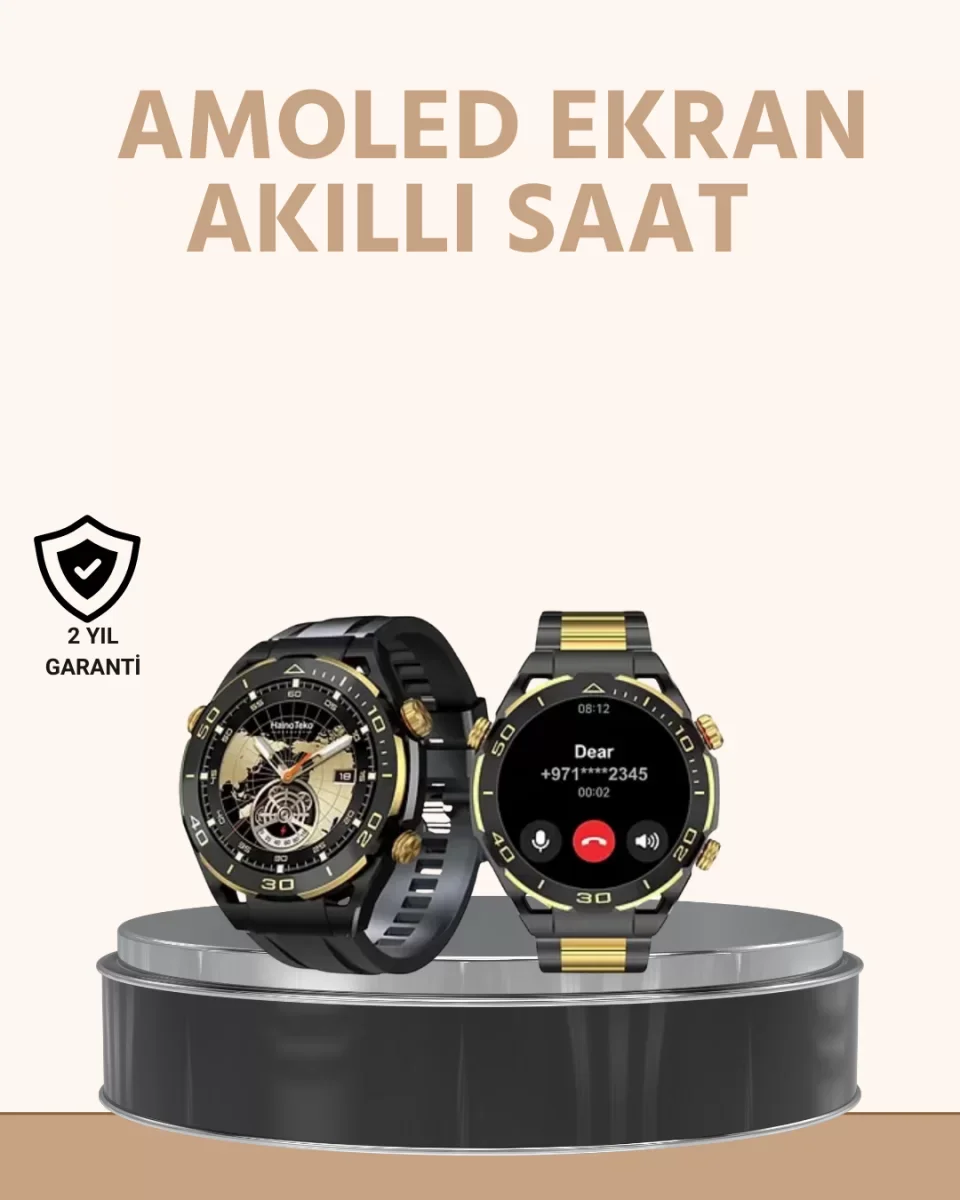 Amoled Ekran Akıllı Saat Uyku Nabız Adım Ölçer Su Geçirmez - Lisi