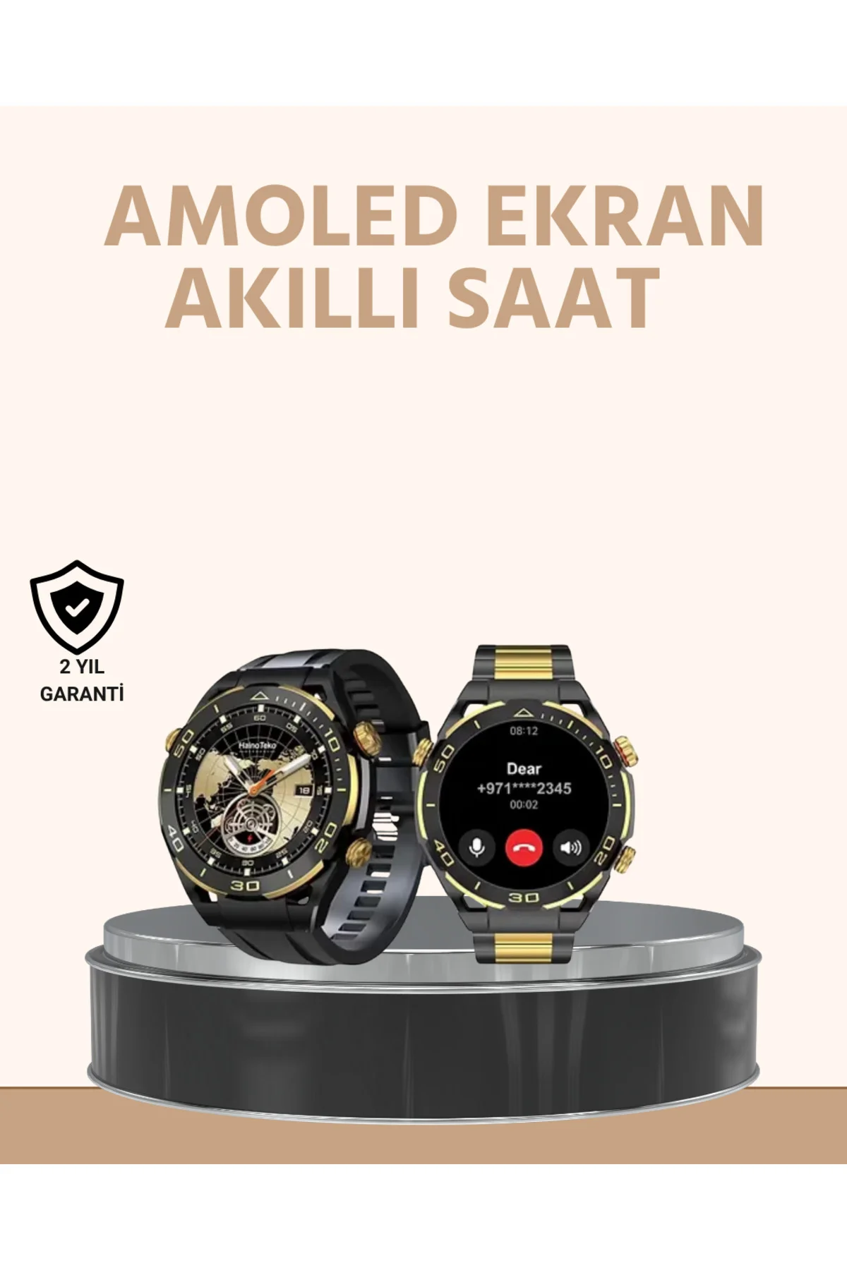 Amoled Ekran Akıllı Saat Uyku Nabız Adım Ölçer Su Geçirmez