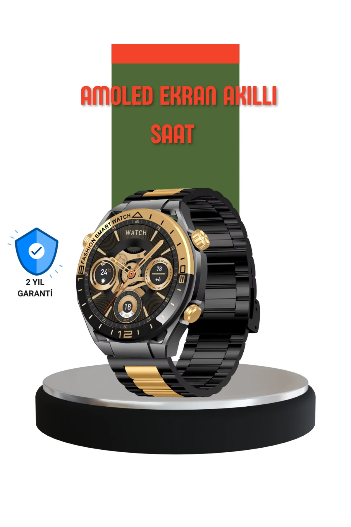 Amoled Ekran Akıllı Saat Bluetooth 5.1 Çağrı Destekli 3 Bileklikl