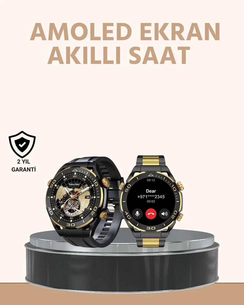 Amoled Ekran Akıllı Saat Uyku Nabız Adım Ölçer Su Geçirmez