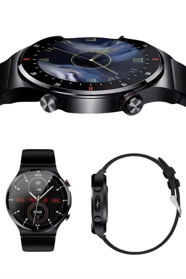 Amoled Ekran Metal Deri Silikon Kordonlu Uyku ve Sağlık Takibi