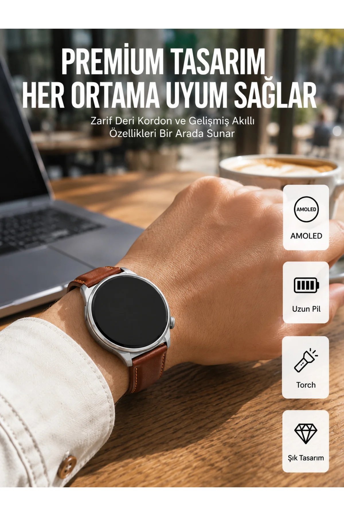 AMOLED Ekranlı 10 Gün Kullanım Süreli Torch Özellikli Akıllı Saat Yeni Nesil AMOLED Ekranlı 10 Gün Kullanım Süreli Torch Özellikli Akıllı Saat Yeni Nesil