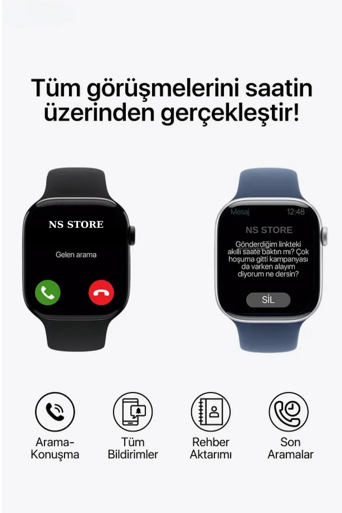 AMOLED Ekranlı Akıllı Saat | Nabız ve Uyku Takibi, GPS, Suya Dayanıklı, Siyah Silikon Kordon