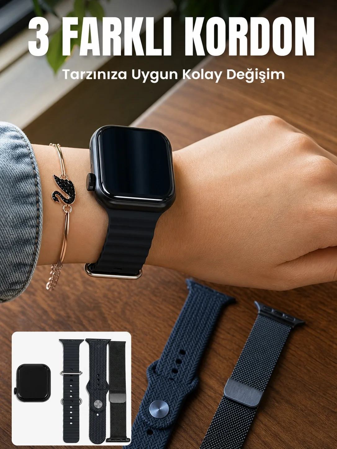AMOLED Ekranlı Bluetooth Aramalı 3 Kordonlu Akıllı Saat Fiyatı, Yorumları ve Özellikleri