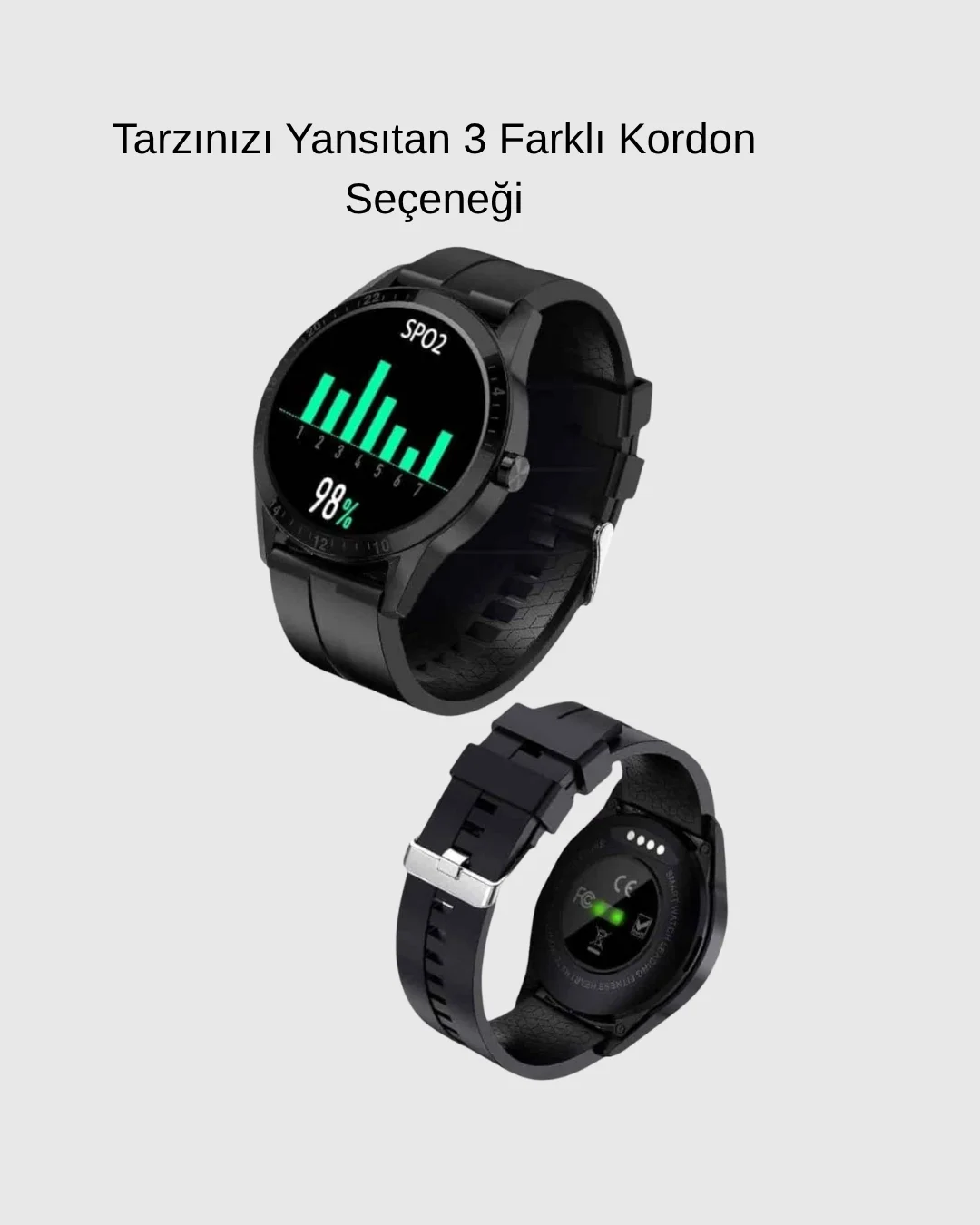 AMOLED Ekranlı Smartwatch – 3 Kordonlu, Kalp Atış &amp; Uyku Takipli Akıllı Saat