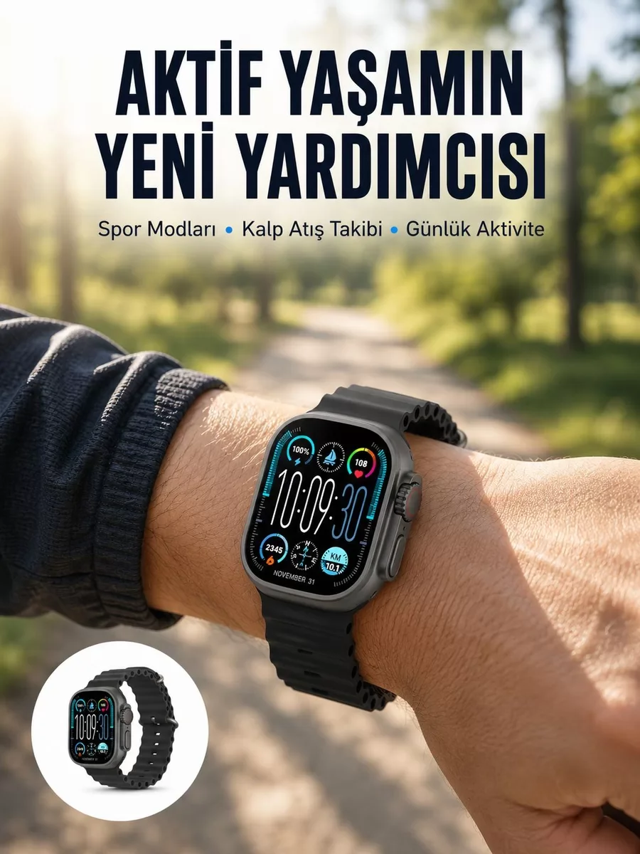 AMOLED Ultra Akıllı Saat 49mm - 15 Günlük Pil Ömrü ve Bluetooth Arama Özellikli Yeni Nesil
