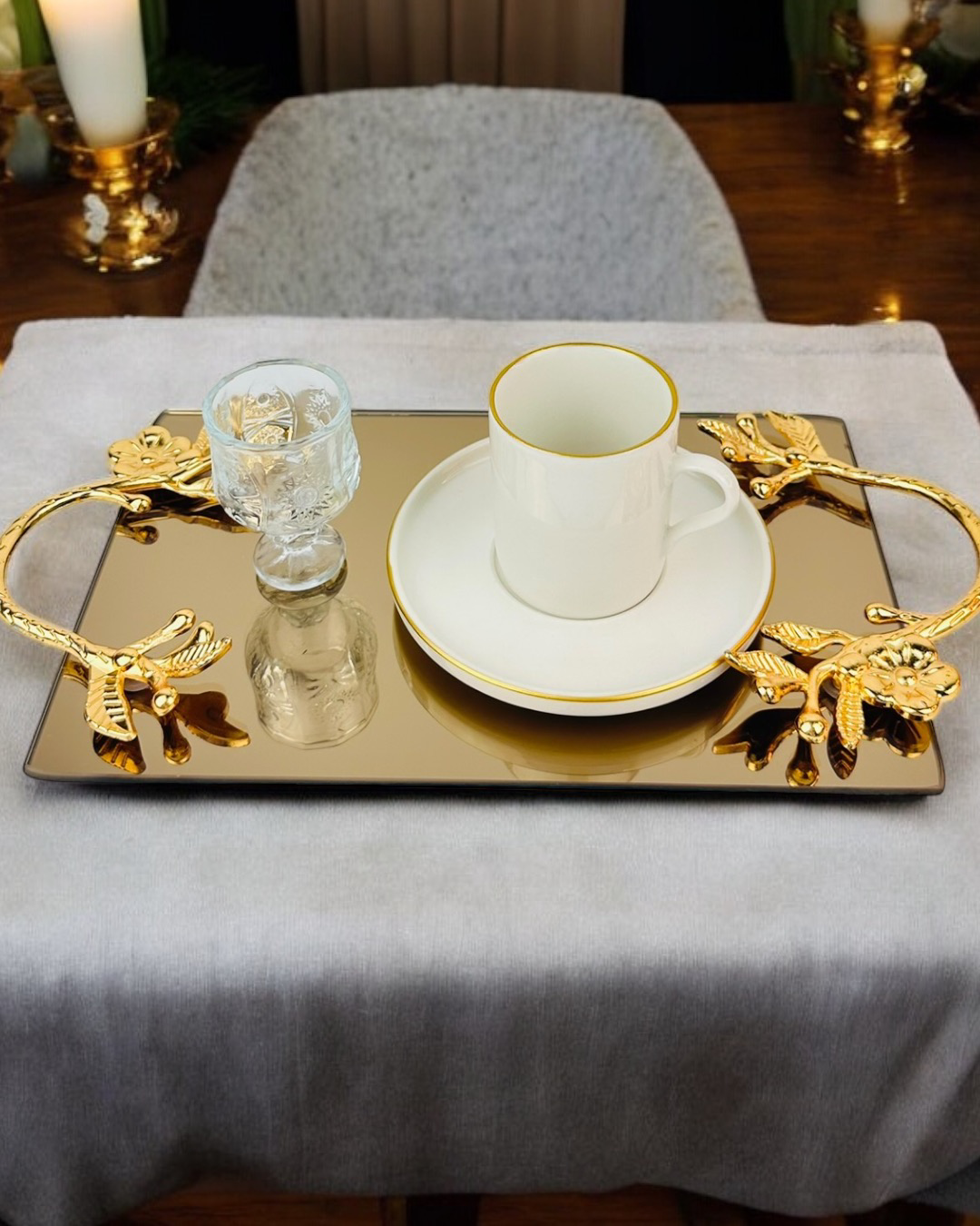 Cyzhome Amour Gold Lüks Swarovski Söz Nişan Tepsisi Cyzhome Amour Gold Lüks Swarovski Söz Nişan Tepsisi